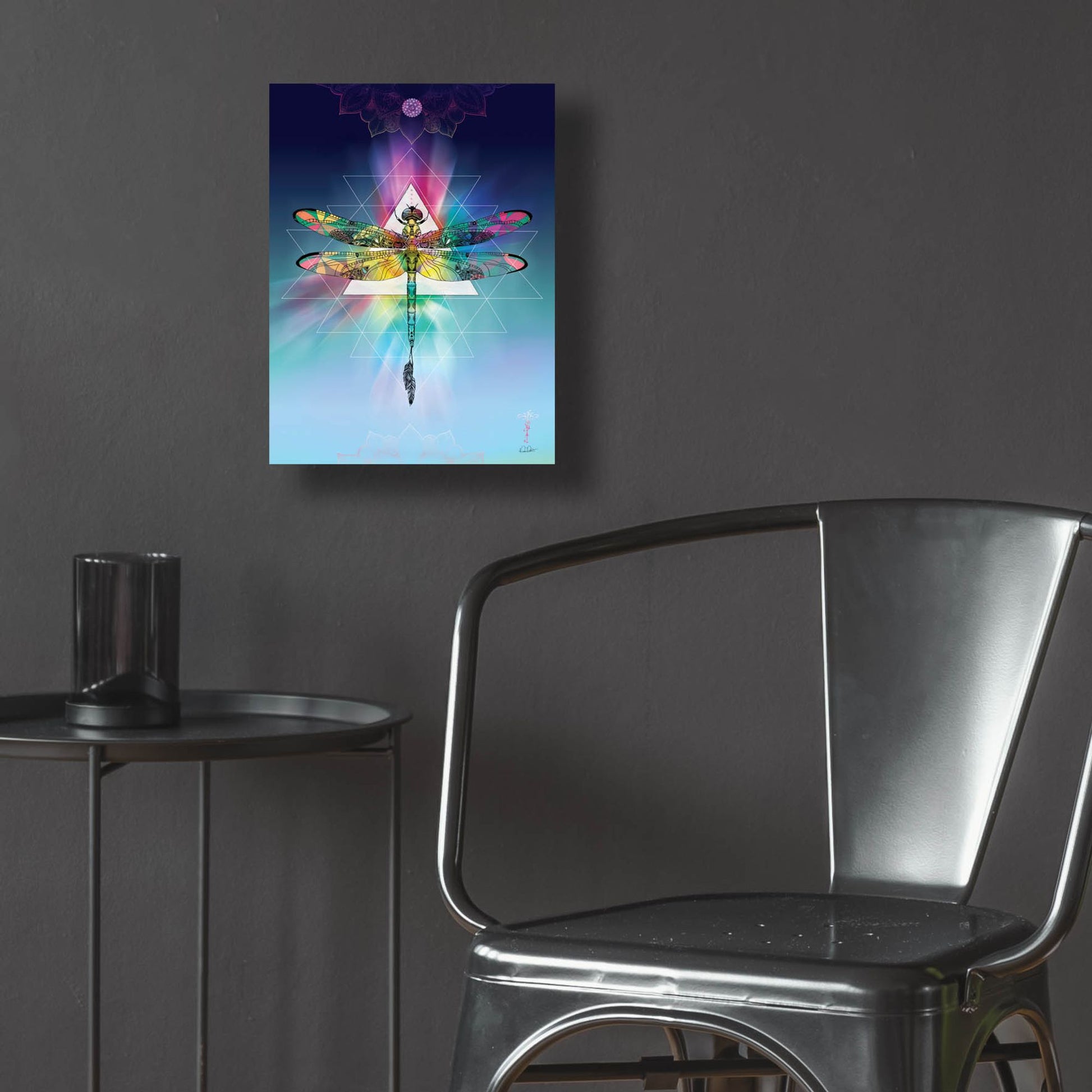 Epic Art ' Cosmic Dragonfly' by Karin Roberts, Acrylic Glass Wall Art,12x16