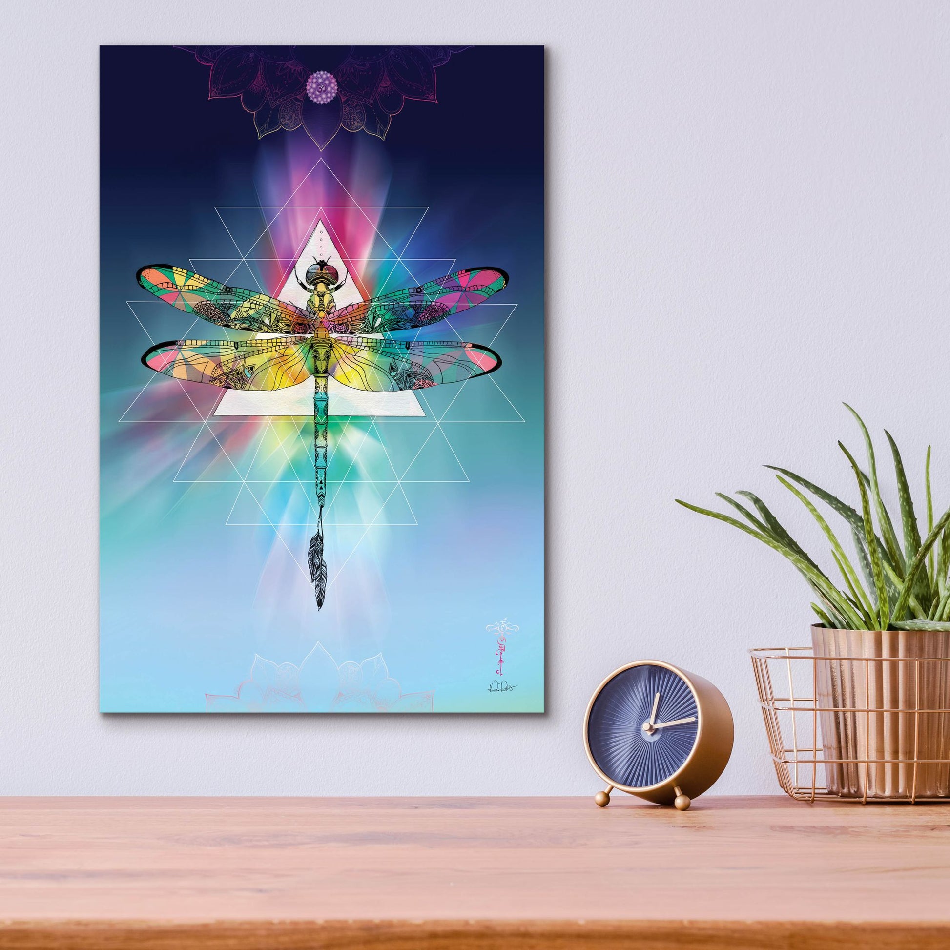 Epic Art ' Cosmic Dragonfly' by Karin Roberts, Acrylic Glass Wall Art,12x16