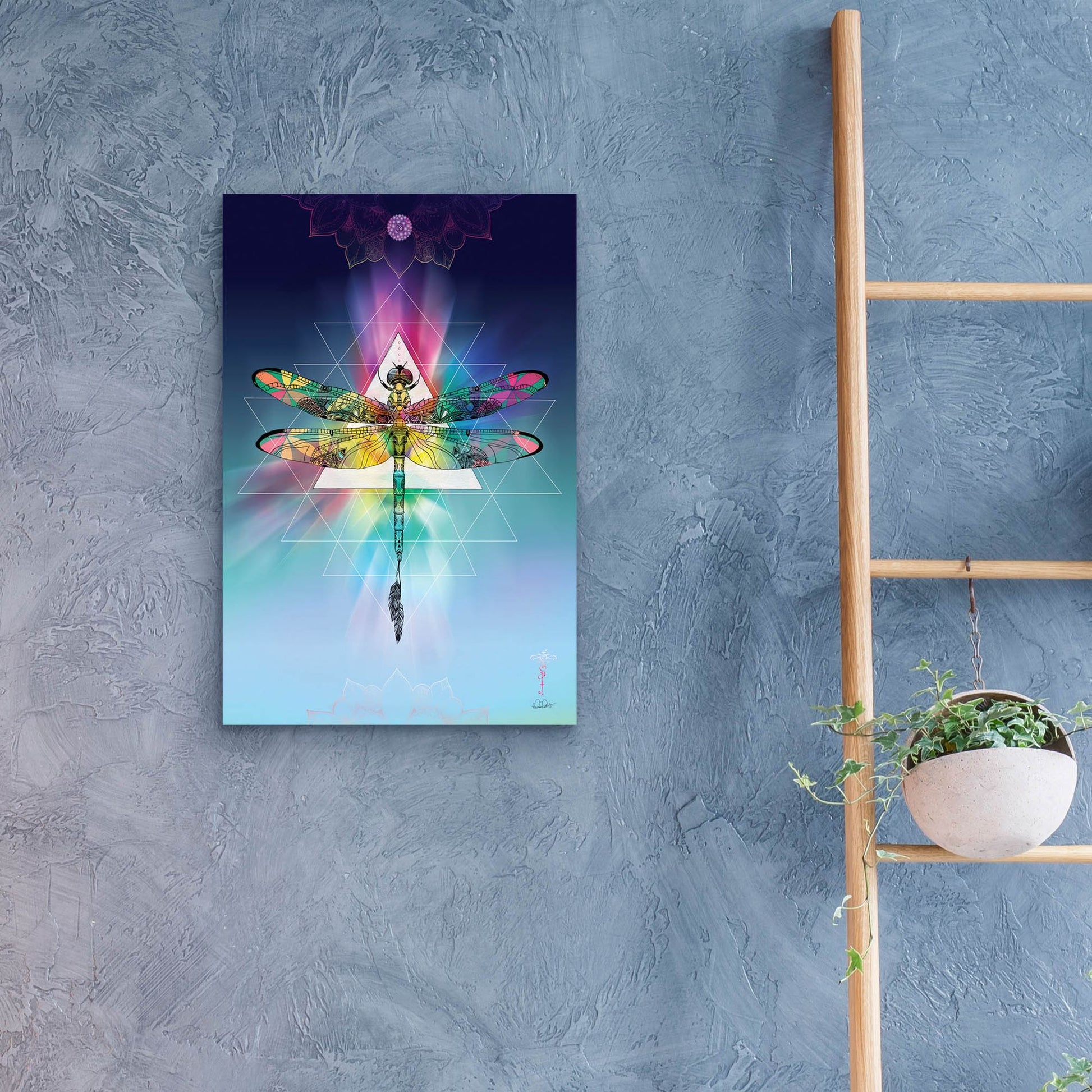 Epic Art ' Cosmic Dragonfly' by Karin Roberts, Acrylic Glass Wall Art,16x24