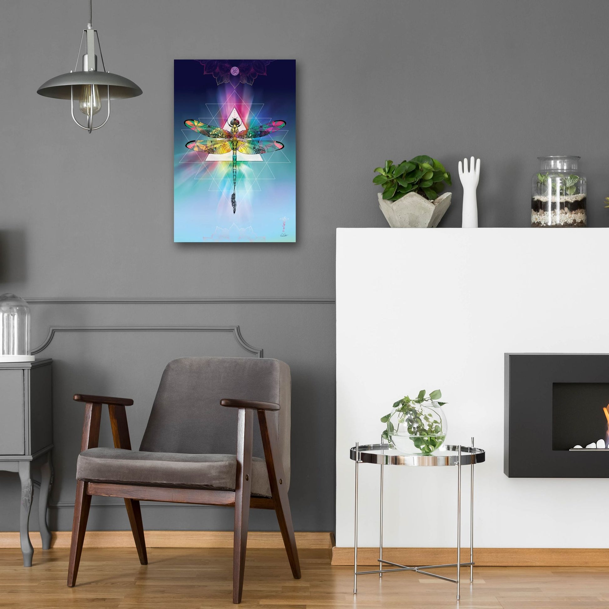 Epic Art ' Cosmic Dragonfly' by Karin Roberts, Acrylic Glass Wall Art,16x24