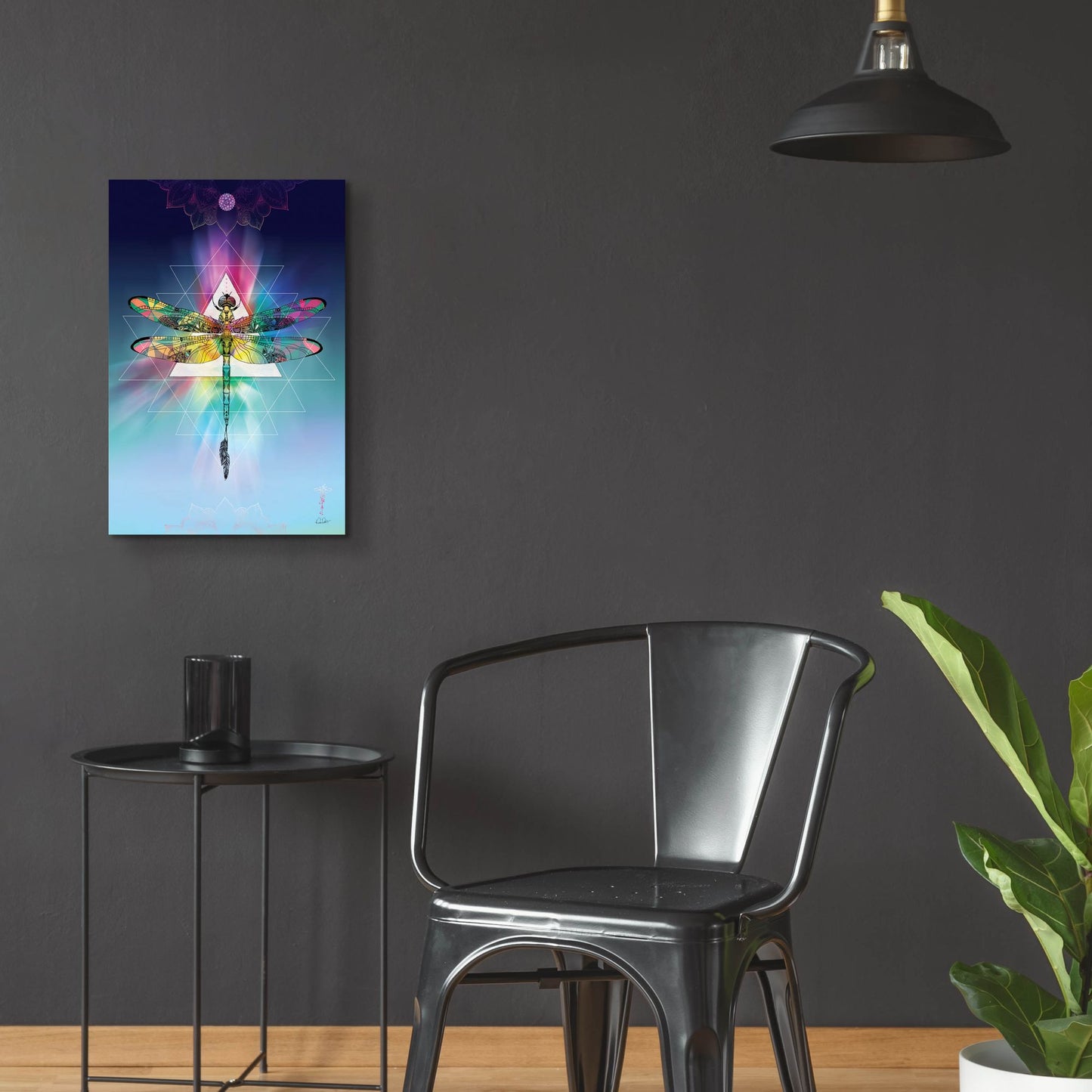 Epic Art ' Cosmic Dragonfly' by Karin Roberts, Acrylic Glass Wall Art,16x24