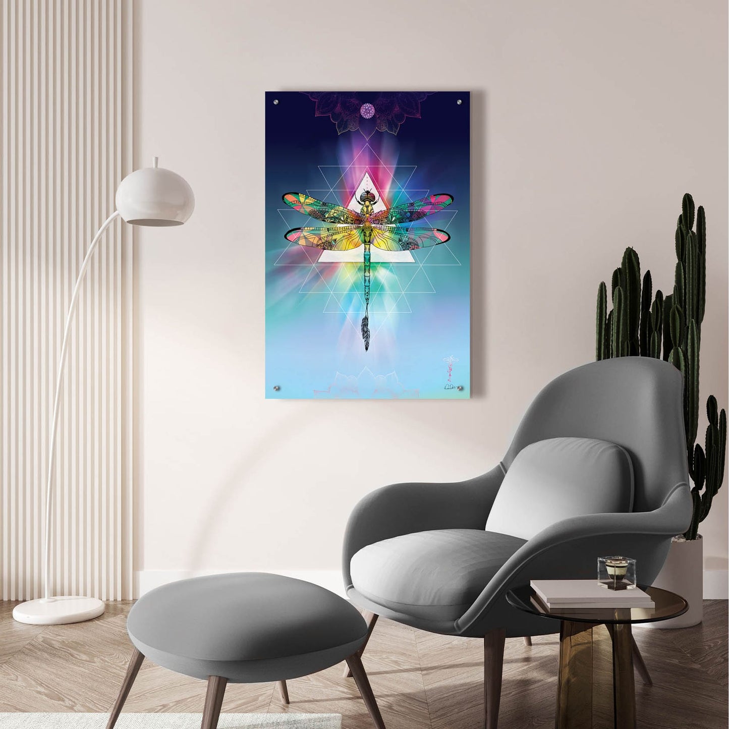 Epic Art ' Cosmic Dragonfly' by Karin Roberts, Acrylic Glass Wall Art,24x36