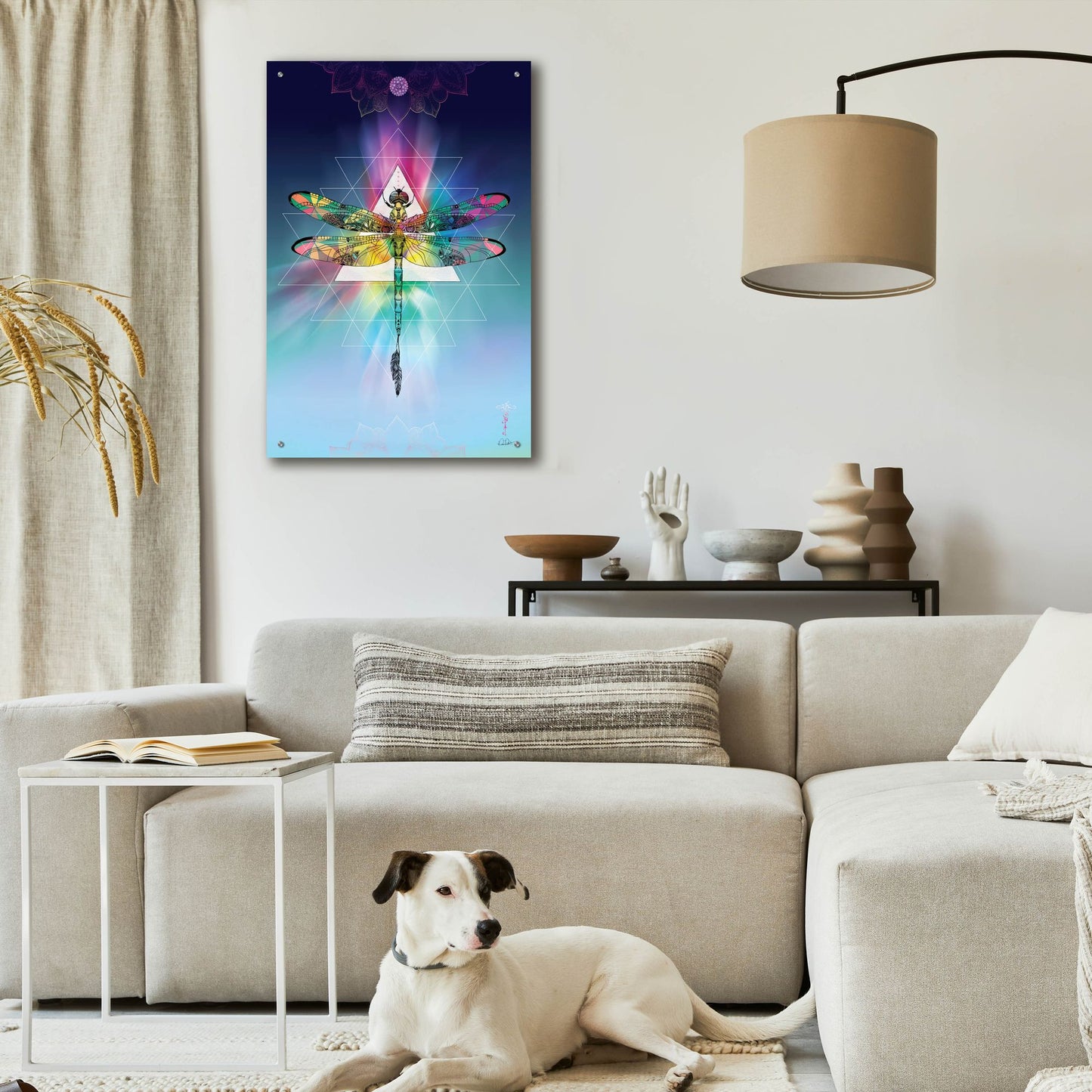 Epic Art ' Cosmic Dragonfly' by Karin Roberts, Acrylic Glass Wall Art,24x36