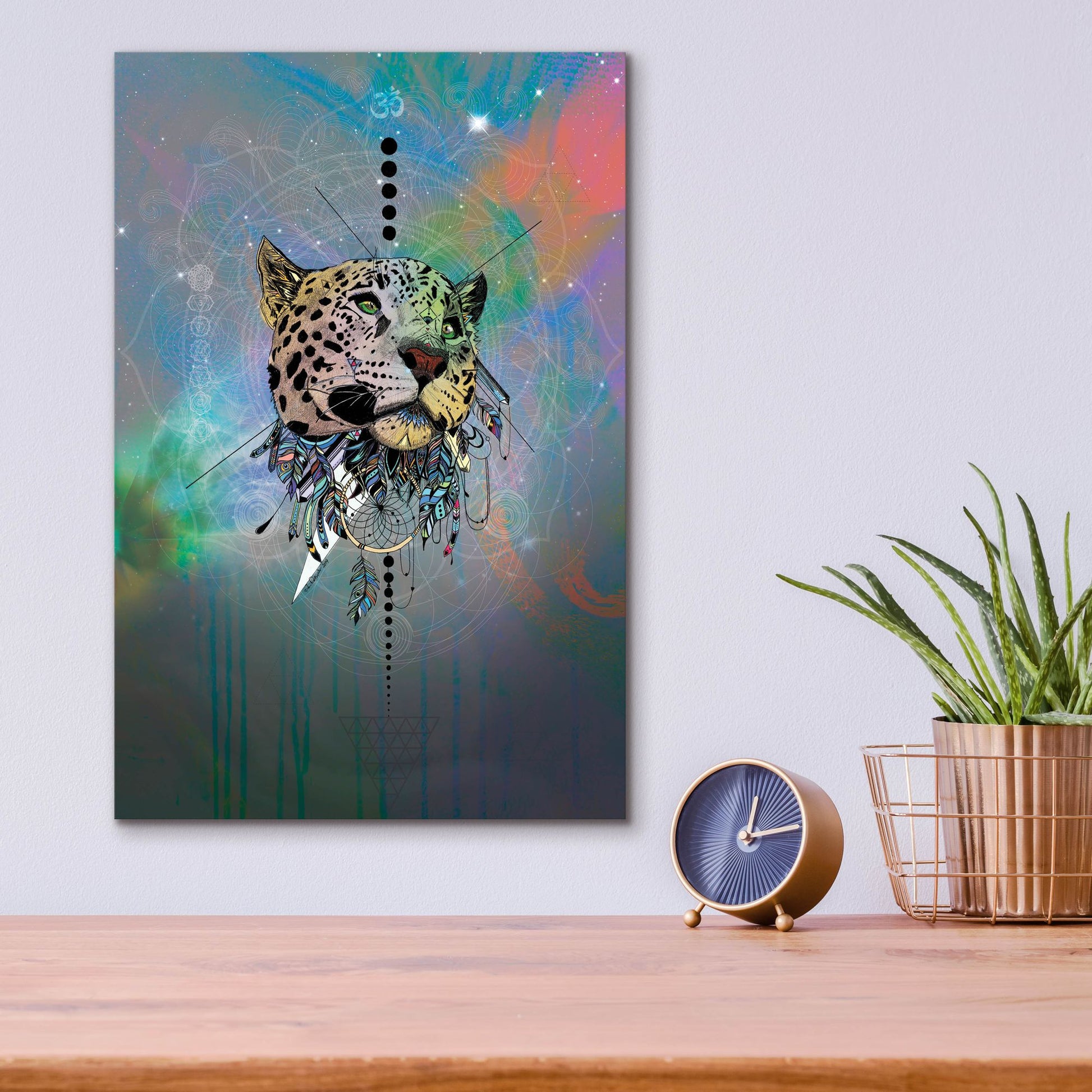 Epic Art ' Cosmic Leopard' by Karin Roberts, Acrylic Glass Wall Art,12x16