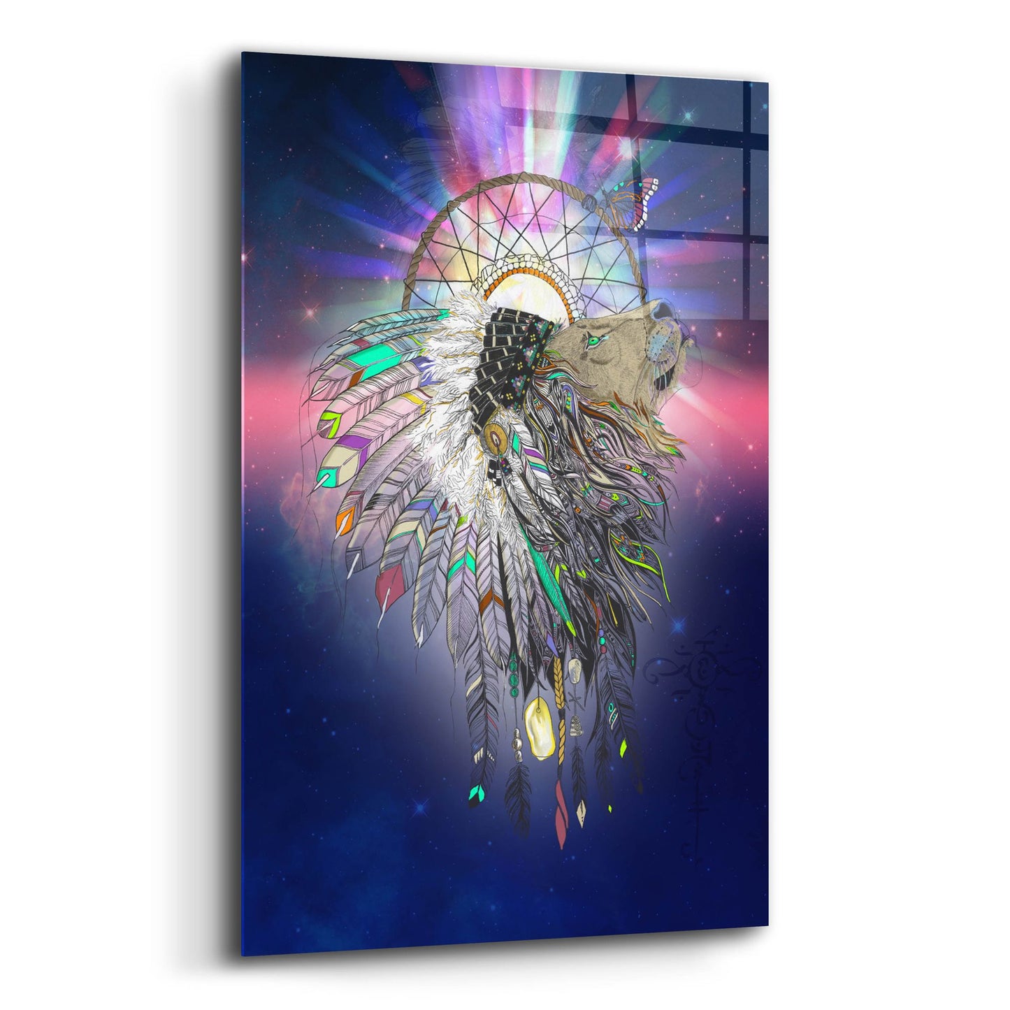 Epic Art ' Cosmic Lion Butterfly' by Karin Roberts, Acrylic Glass Wall Art,12x16