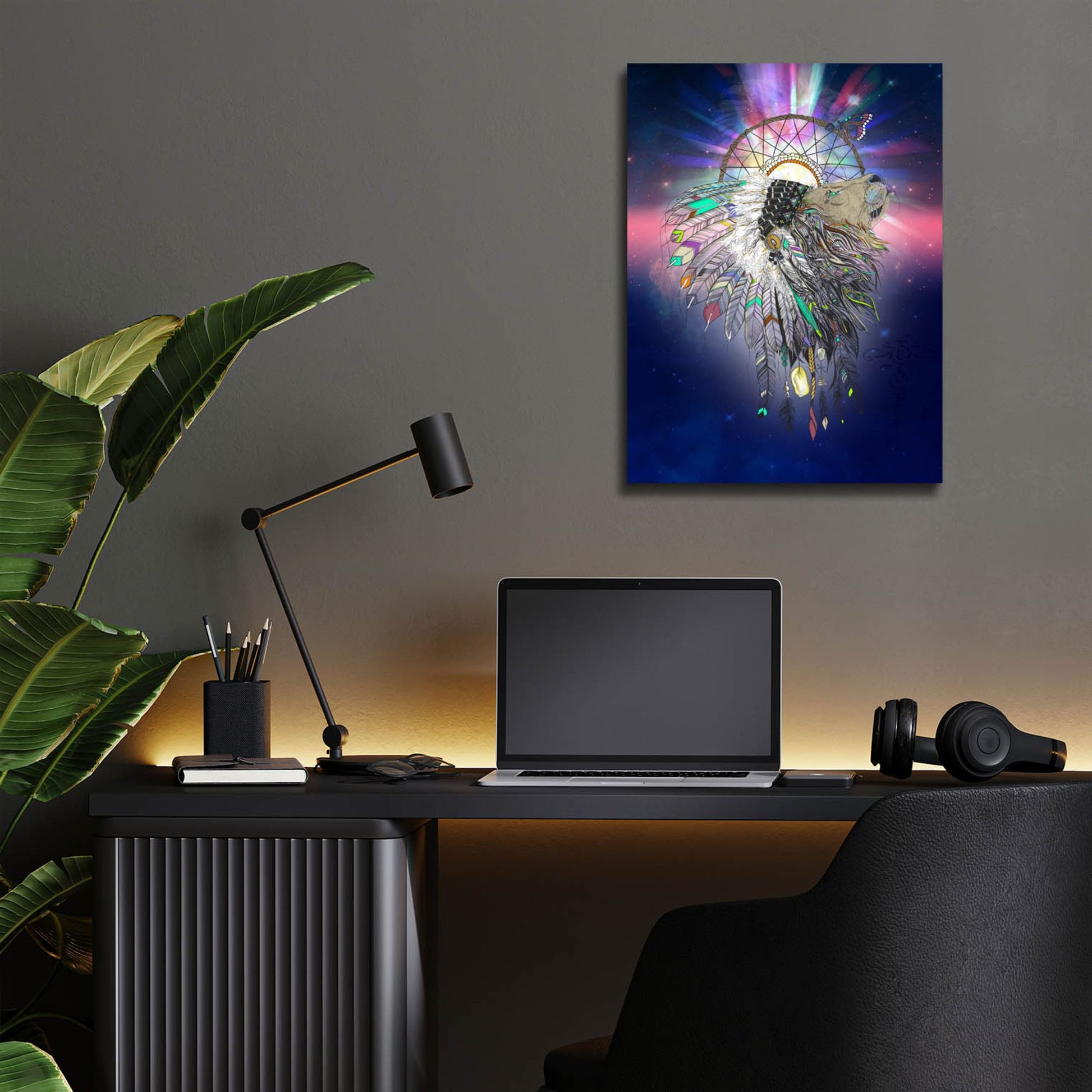 Epic Art ' Cosmic Lion Butterfly' by Karin Roberts, Acrylic Glass Wall Art,12x16