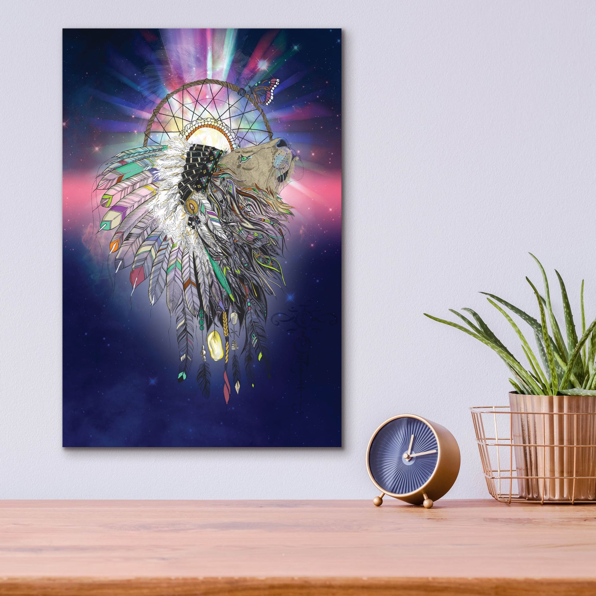 Epic Art ' Cosmic Lion Butterfly' by Karin Roberts, Acrylic Glass Wall Art,12x16