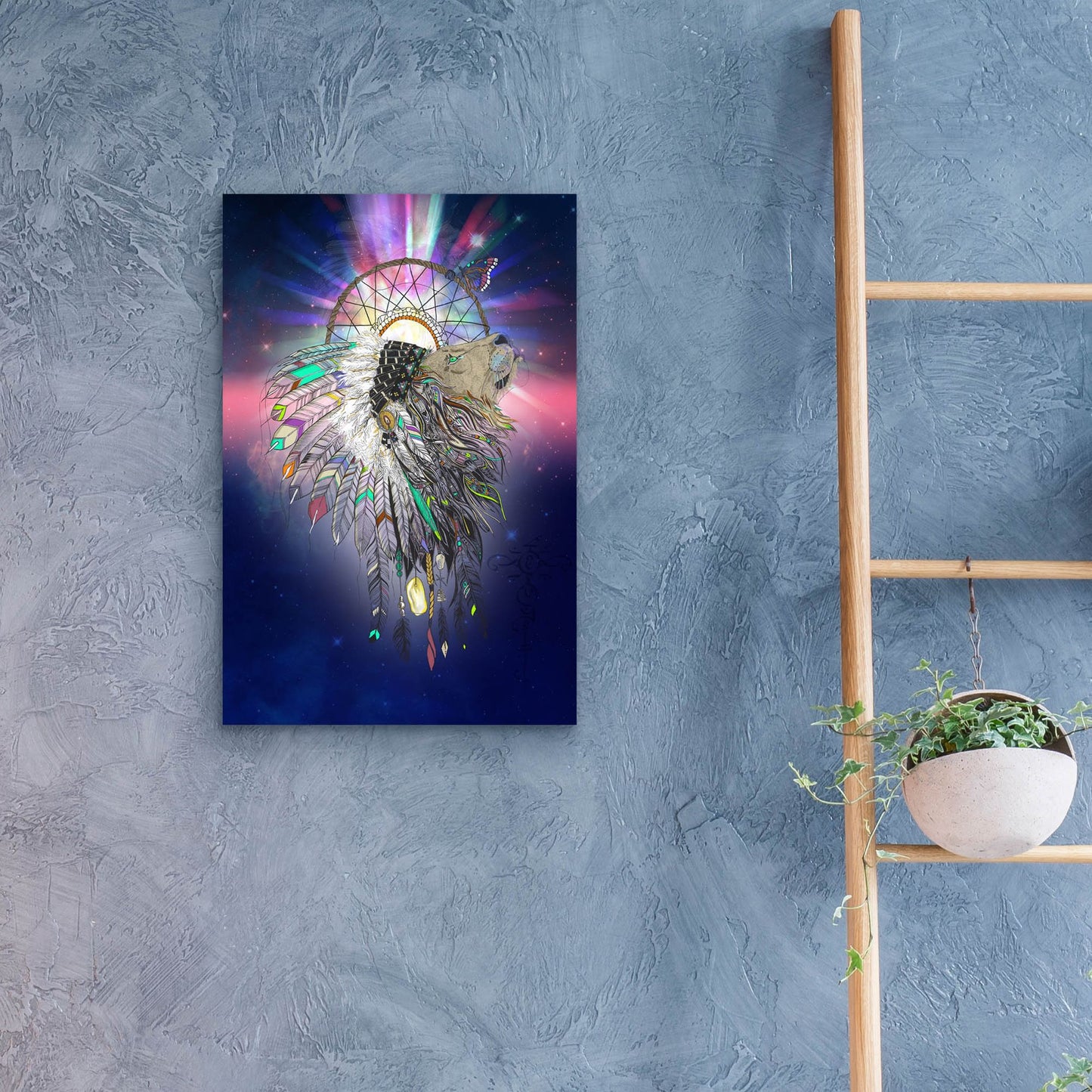 Epic Art ' Cosmic Lion Butterfly' by Karin Roberts, Acrylic Glass Wall Art,16x24