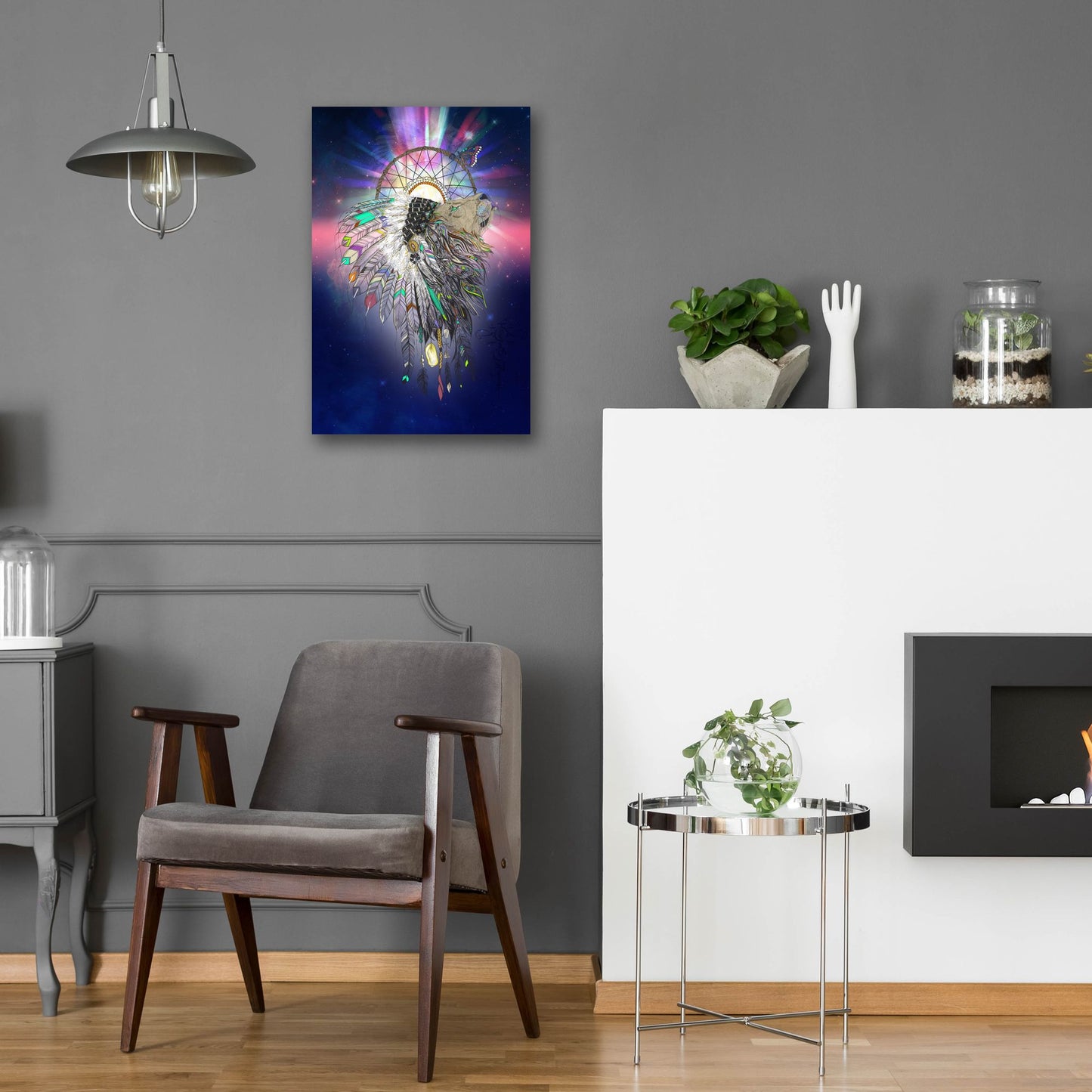 Epic Art ' Cosmic Lion Butterfly' by Karin Roberts, Acrylic Glass Wall Art,16x24