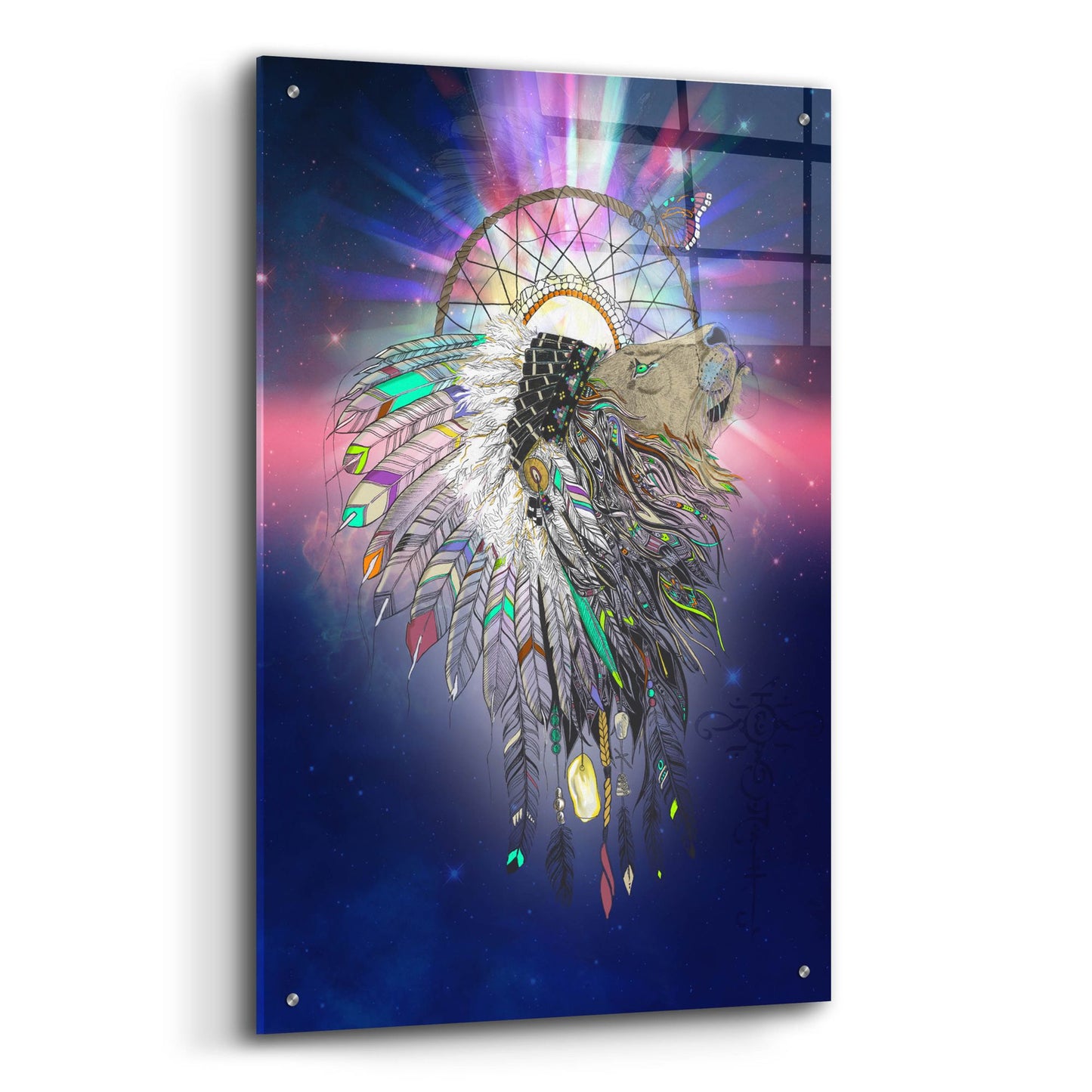 Epic Art ' Cosmic Lion Butterfly' by Karin Roberts, Acrylic Glass Wall Art,24x36