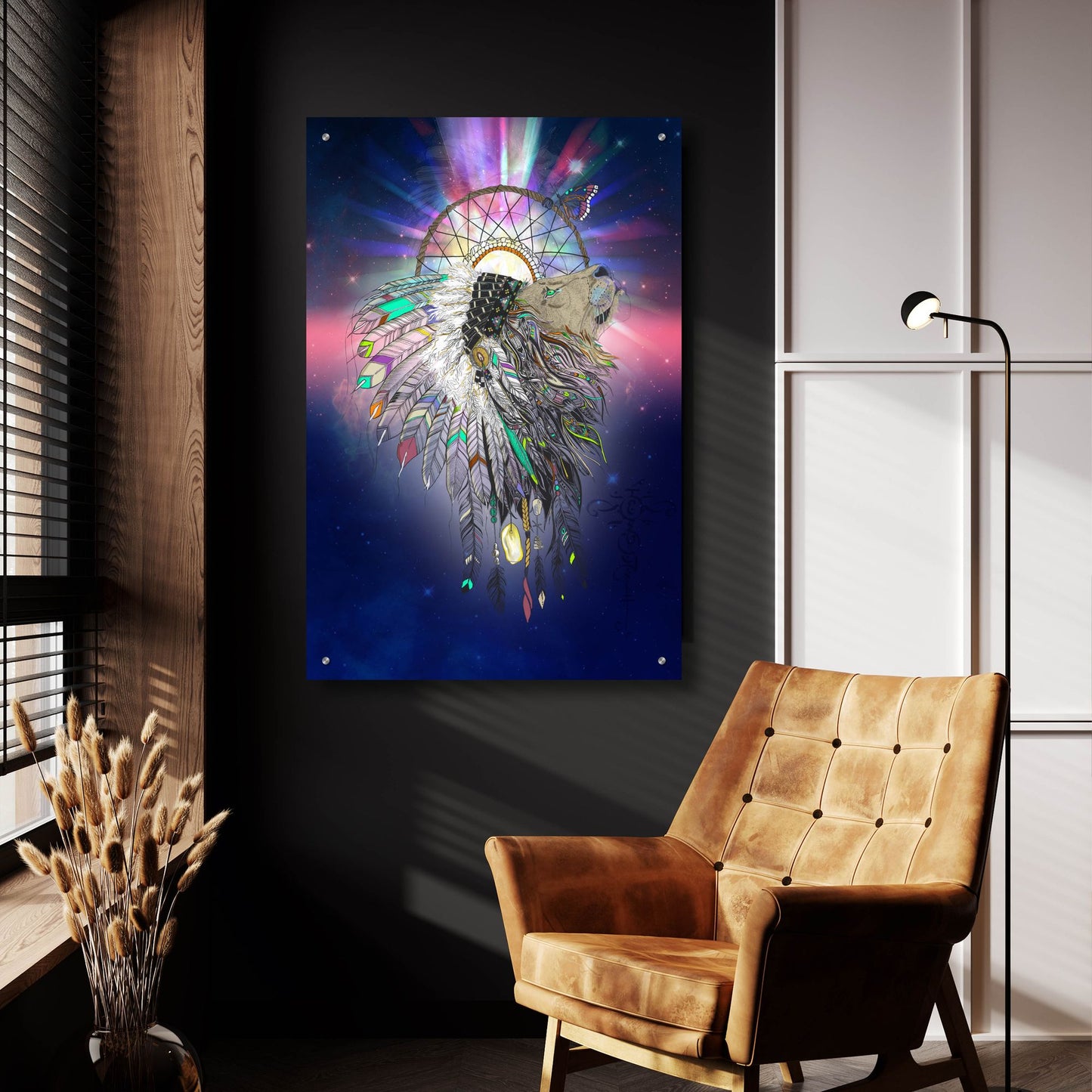 Epic Art ' Cosmic Lion Butterfly' by Karin Roberts, Acrylic Glass Wall Art,24x36