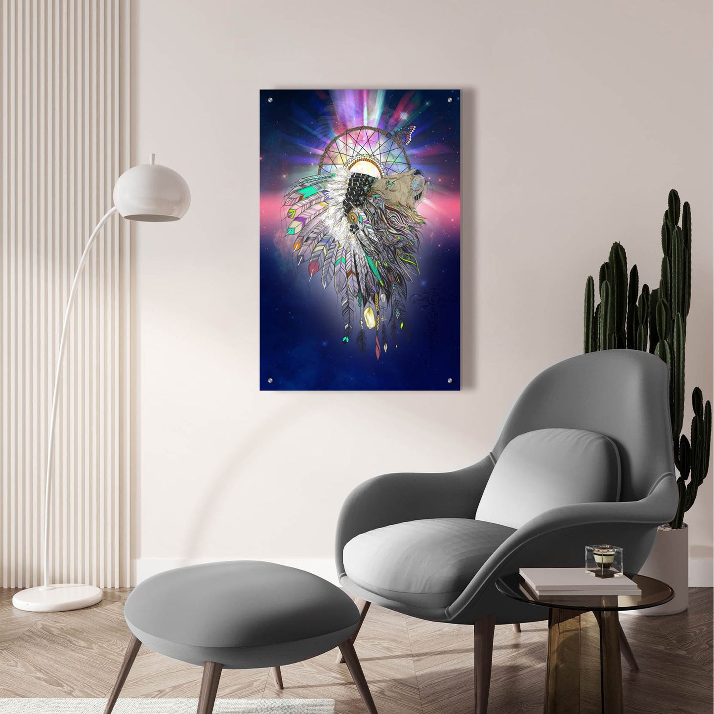 Epic Art ' Cosmic Lion Butterfly' by Karin Roberts, Acrylic Glass Wall Art,24x36