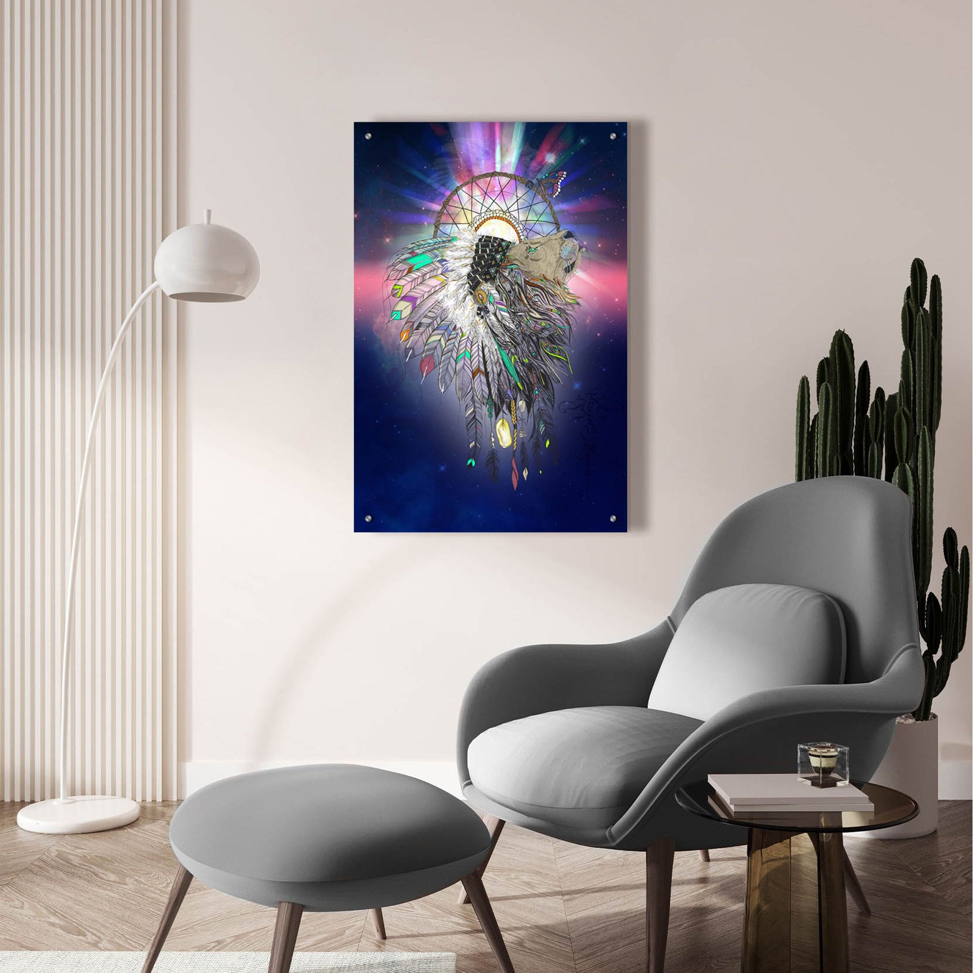 Epic Art ' Cosmic Lion Butterfly' by Karin Roberts, Acrylic Glass Wall Art,24x36