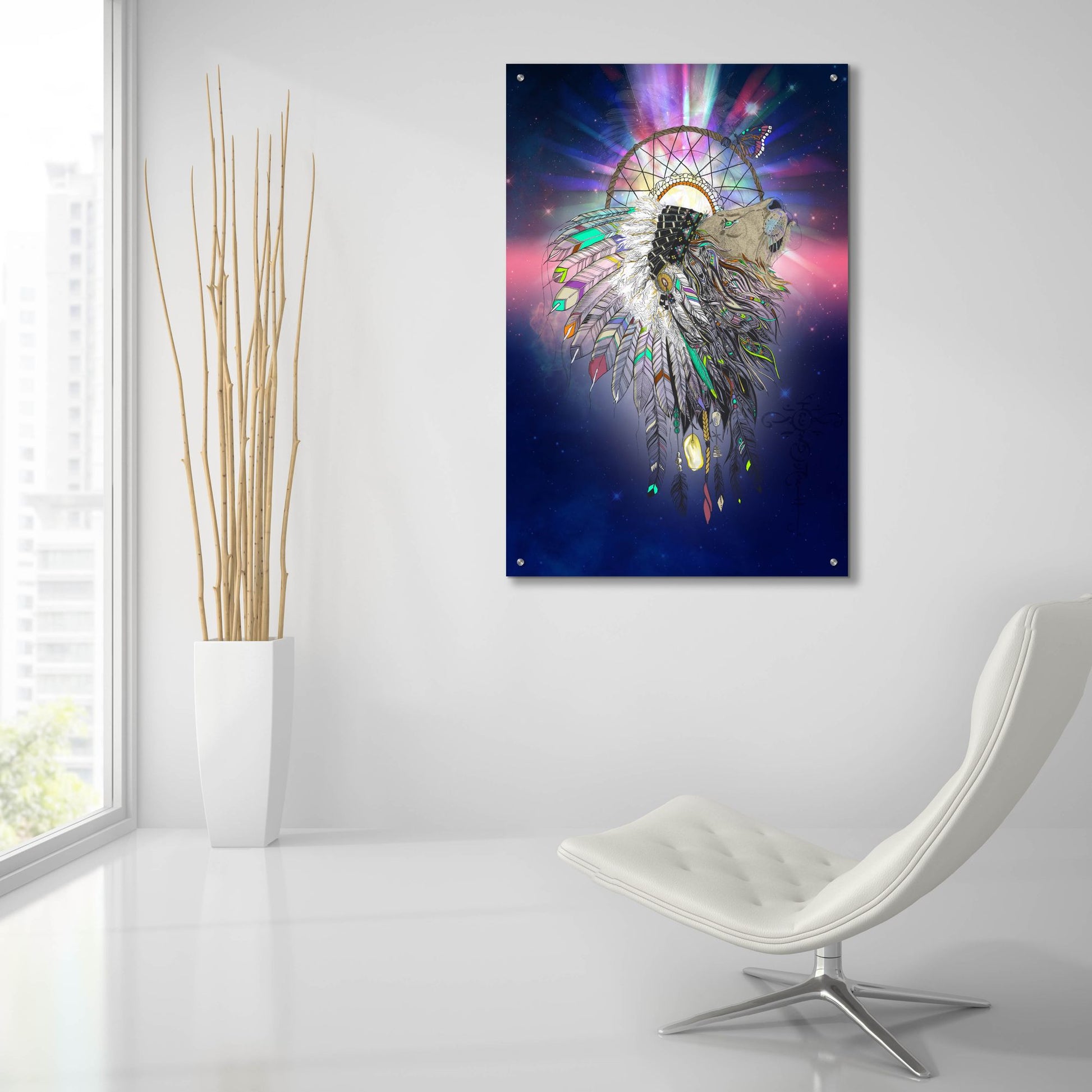 Epic Art ' Cosmic Lion Butterfly' by Karin Roberts, Acrylic Glass Wall Art,24x36