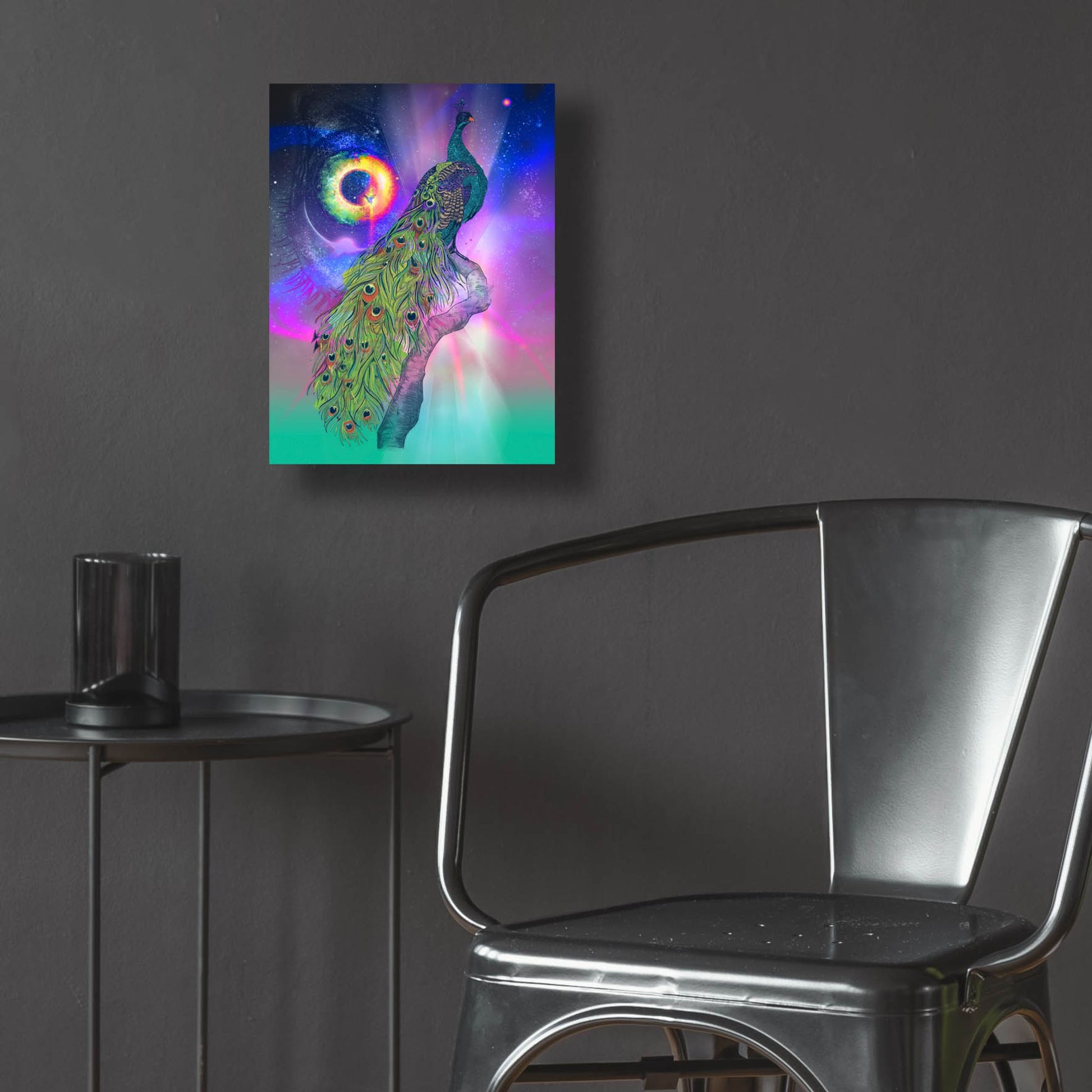 Epic Art ' Cosmic Peacock' by Karin Roberts, Acrylic Glass Wall Art,12x16