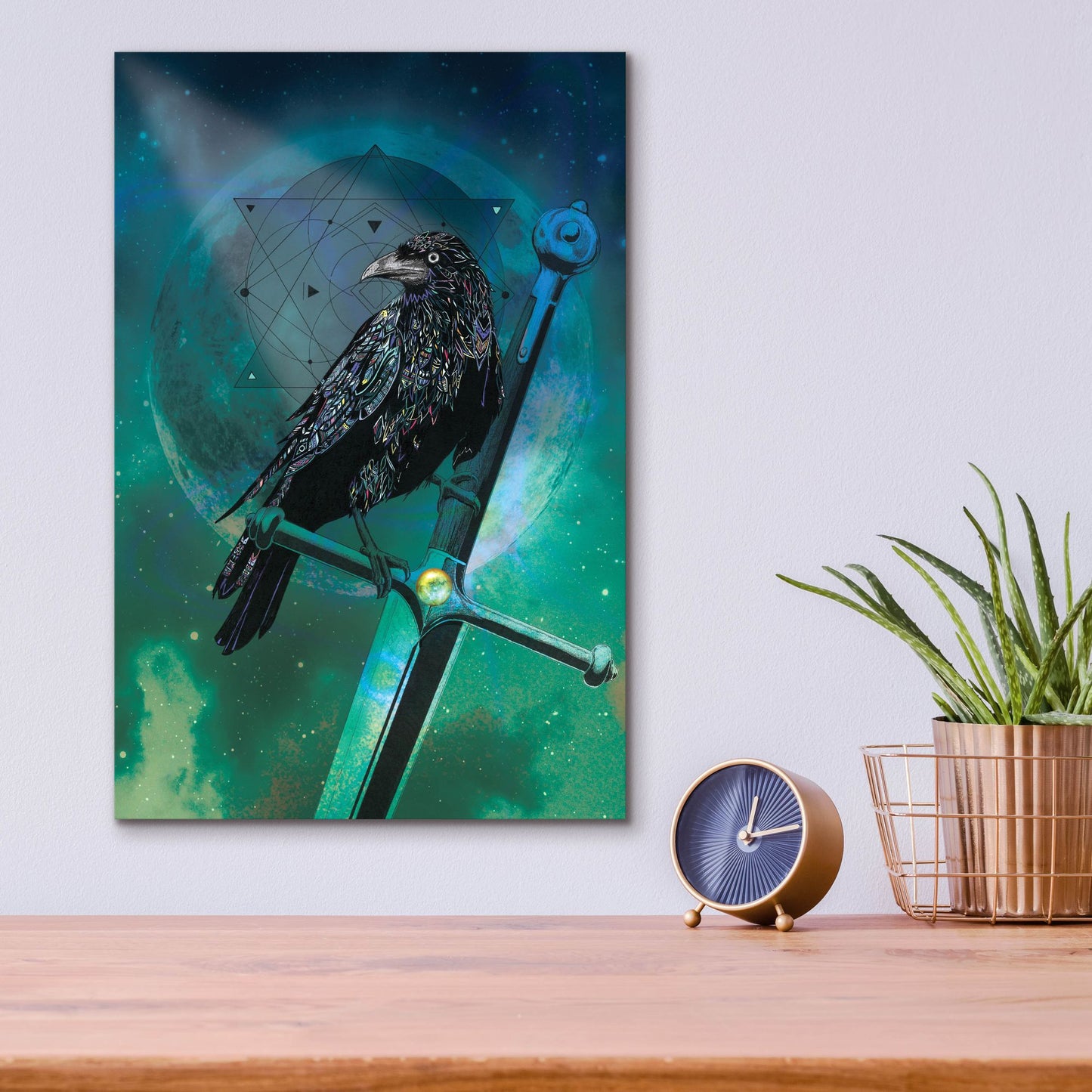 Epic Art ' Cosmic Raven' by Karin Roberts, Acrylic Glass Wall Art,12x16