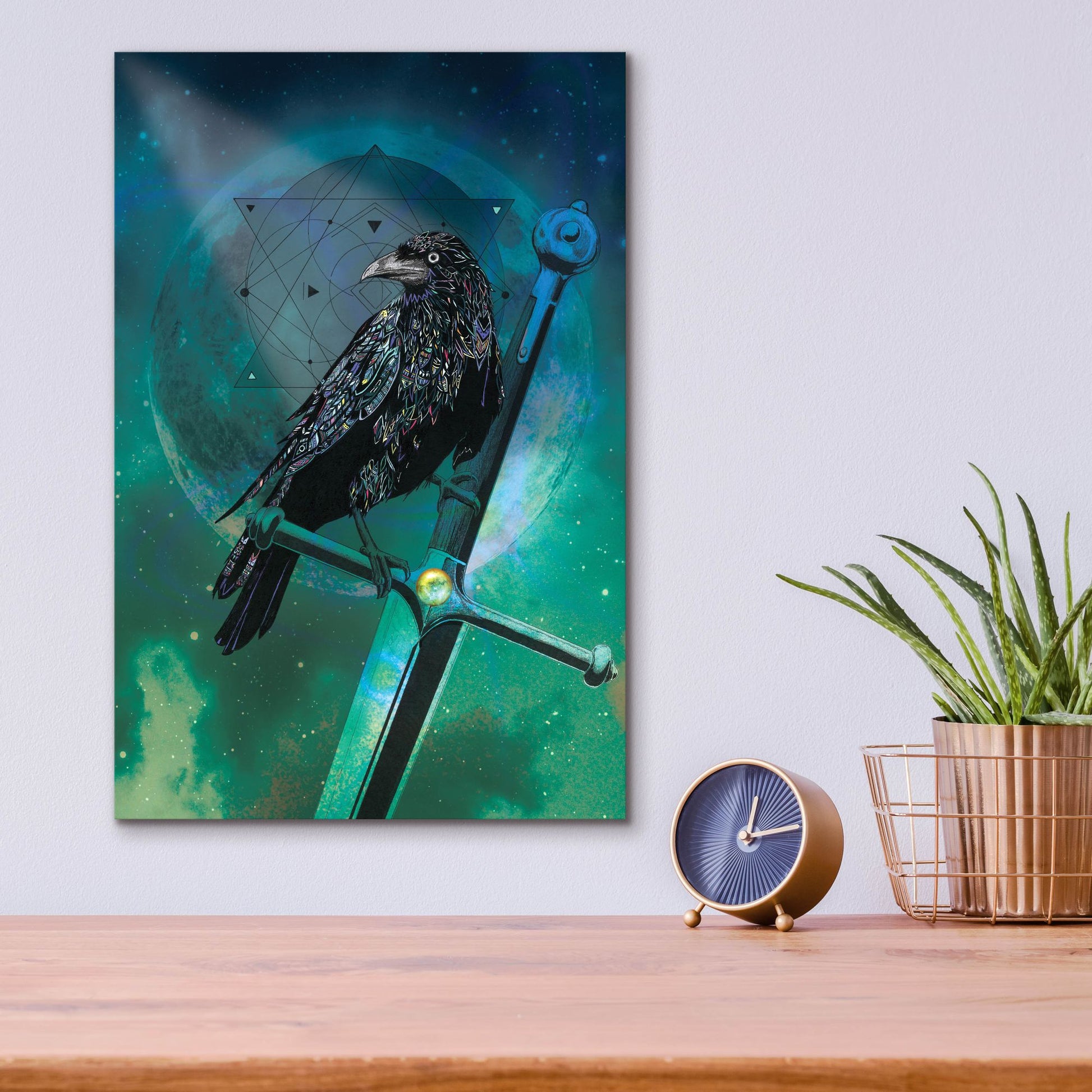 Epic Art ' Cosmic Raven' by Karin Roberts, Acrylic Glass Wall Art,12x16