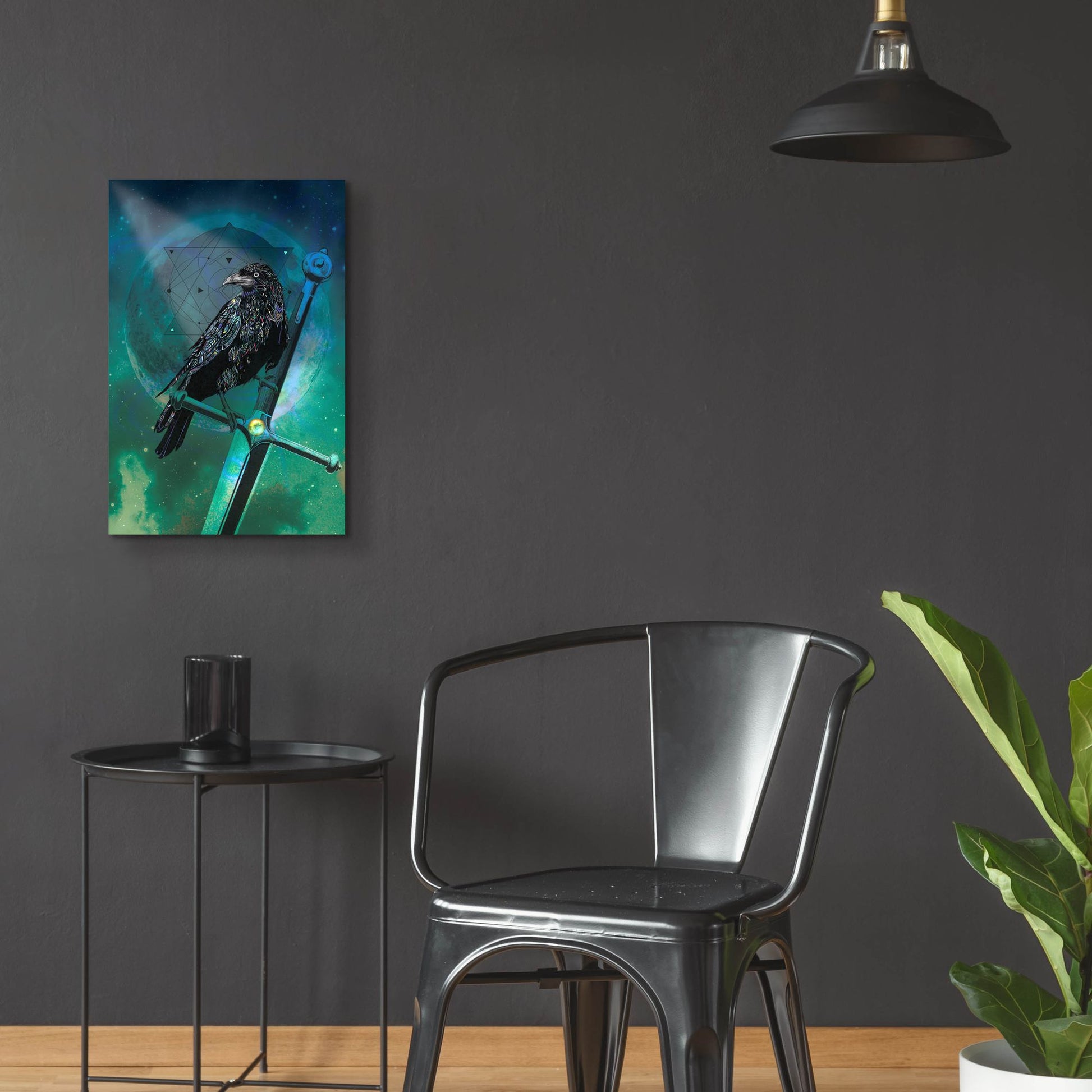 Epic Art ' Cosmic Raven' by Karin Roberts, Acrylic Glass Wall Art,16x24