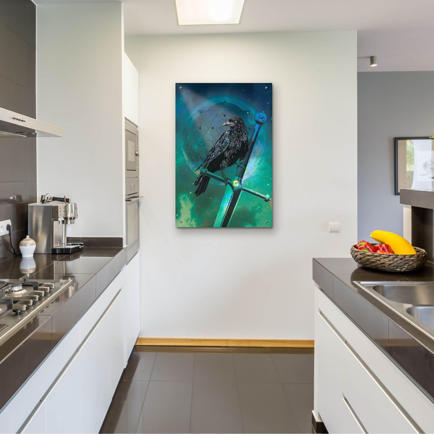 Epic Art ' Cosmic Raven' by Karin Roberts, Acrylic Glass Wall Art,24x36