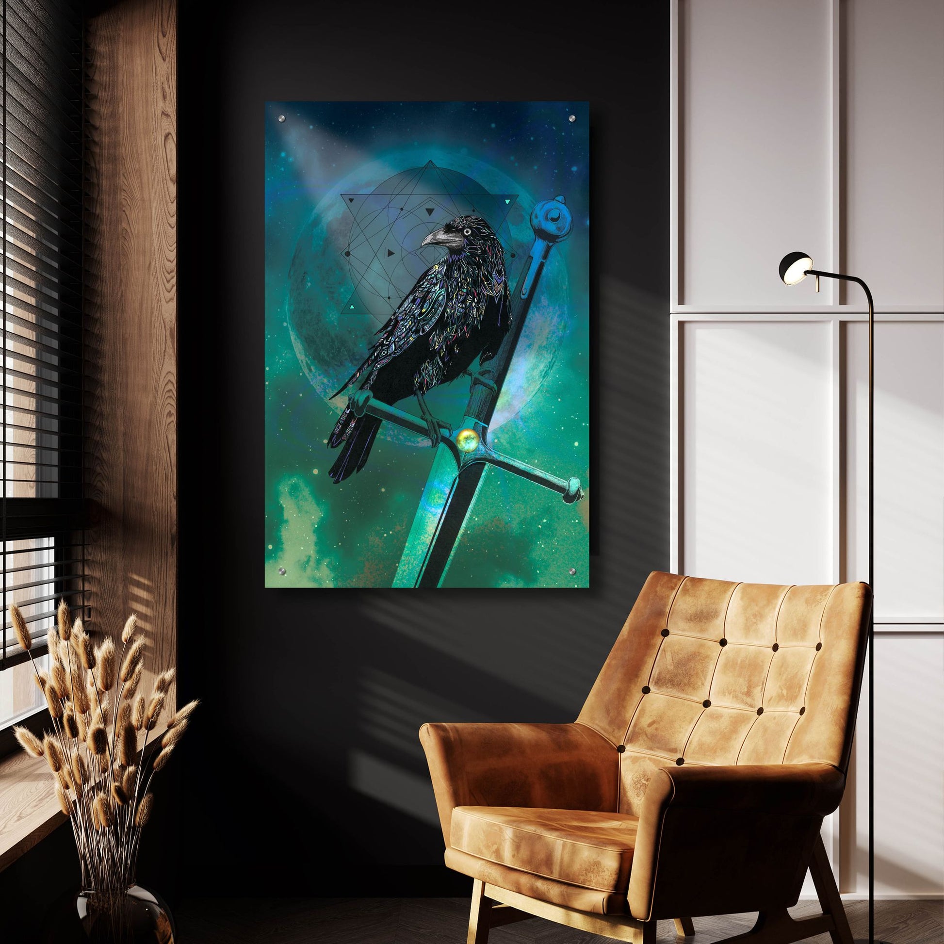 Epic Art ' Cosmic Raven' by Karin Roberts, Acrylic Glass Wall Art,24x36