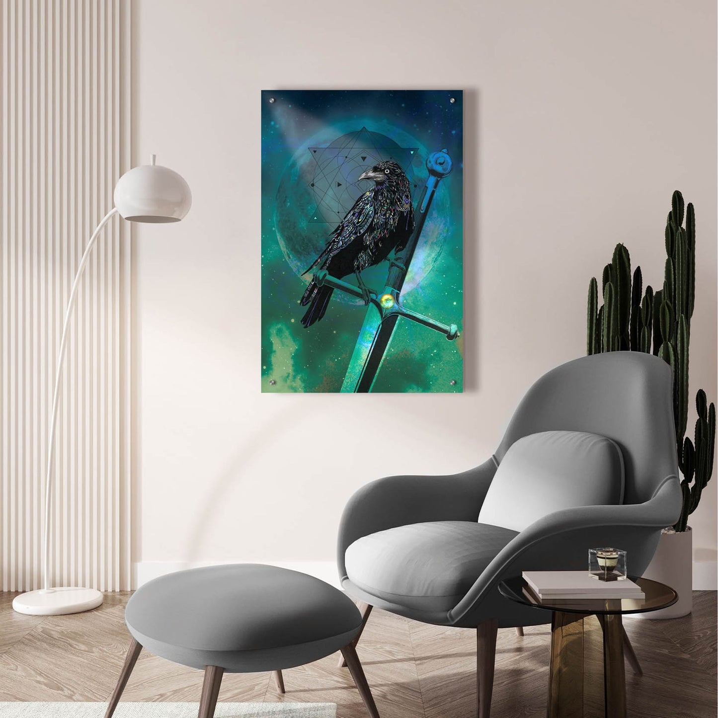 Epic Art ' Cosmic Raven' by Karin Roberts, Acrylic Glass Wall Art,24x36