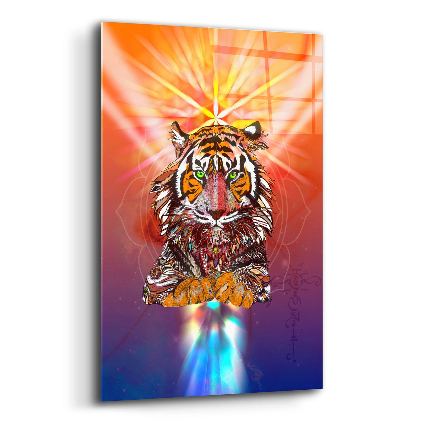 Epic Art ' Cosmic Tiger' by Karin Roberts, Acrylic Glass Wall Art,12x16