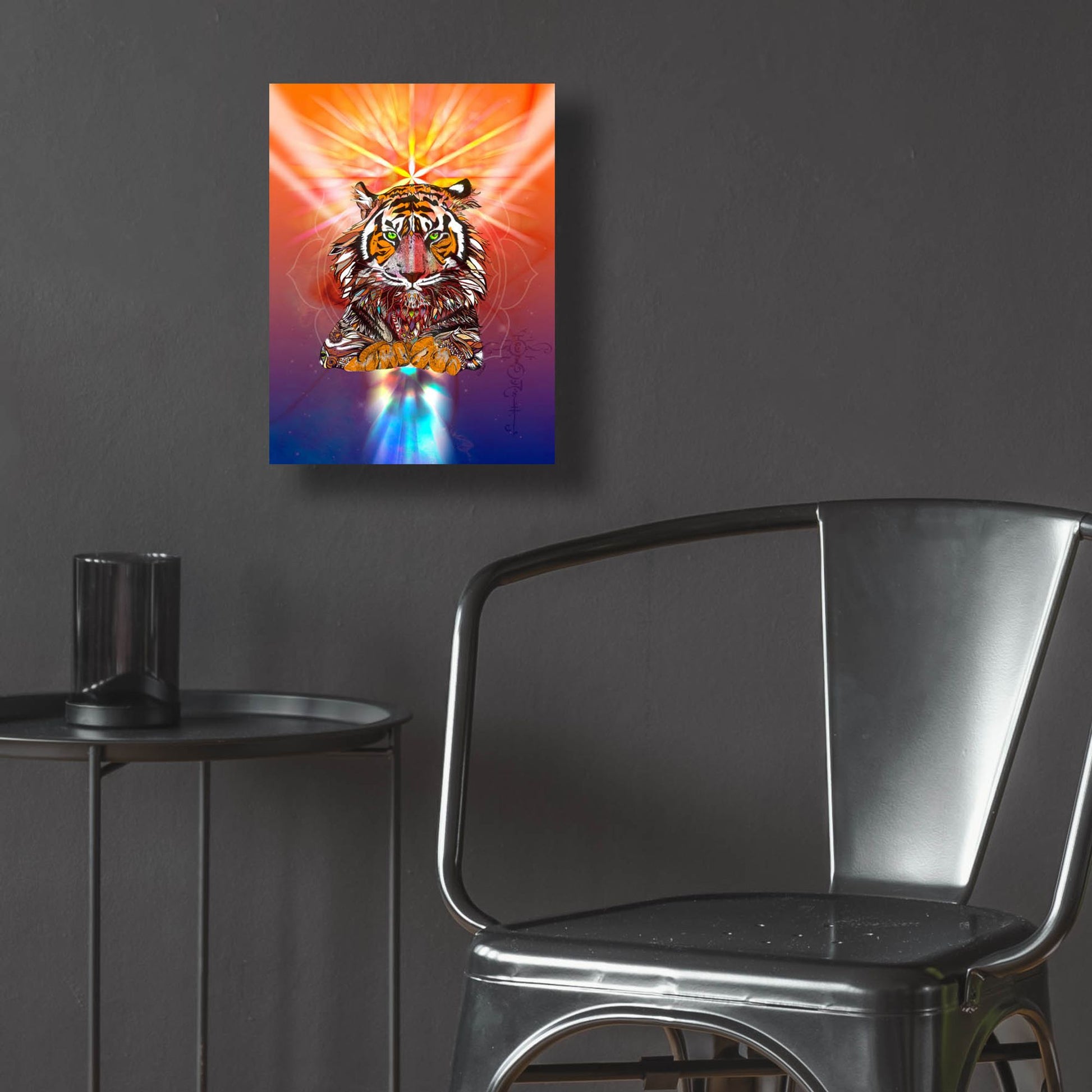 Epic Art ' Cosmic Tiger' by Karin Roberts, Acrylic Glass Wall Art,12x16