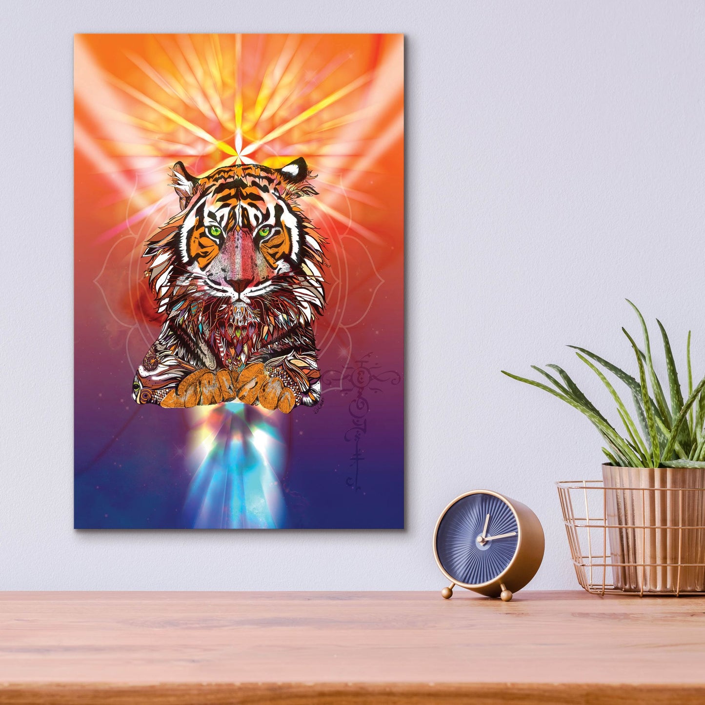 Epic Art ' Cosmic Tiger' by Karin Roberts, Acrylic Glass Wall Art,12x16