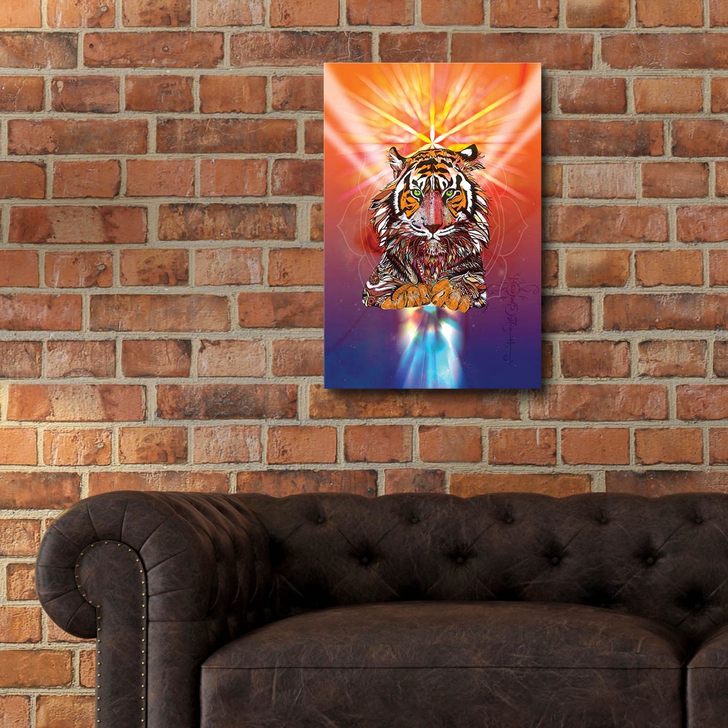 Epic Art ' Cosmic Tiger' by Karin Roberts, Acrylic Glass Wall Art,16x24