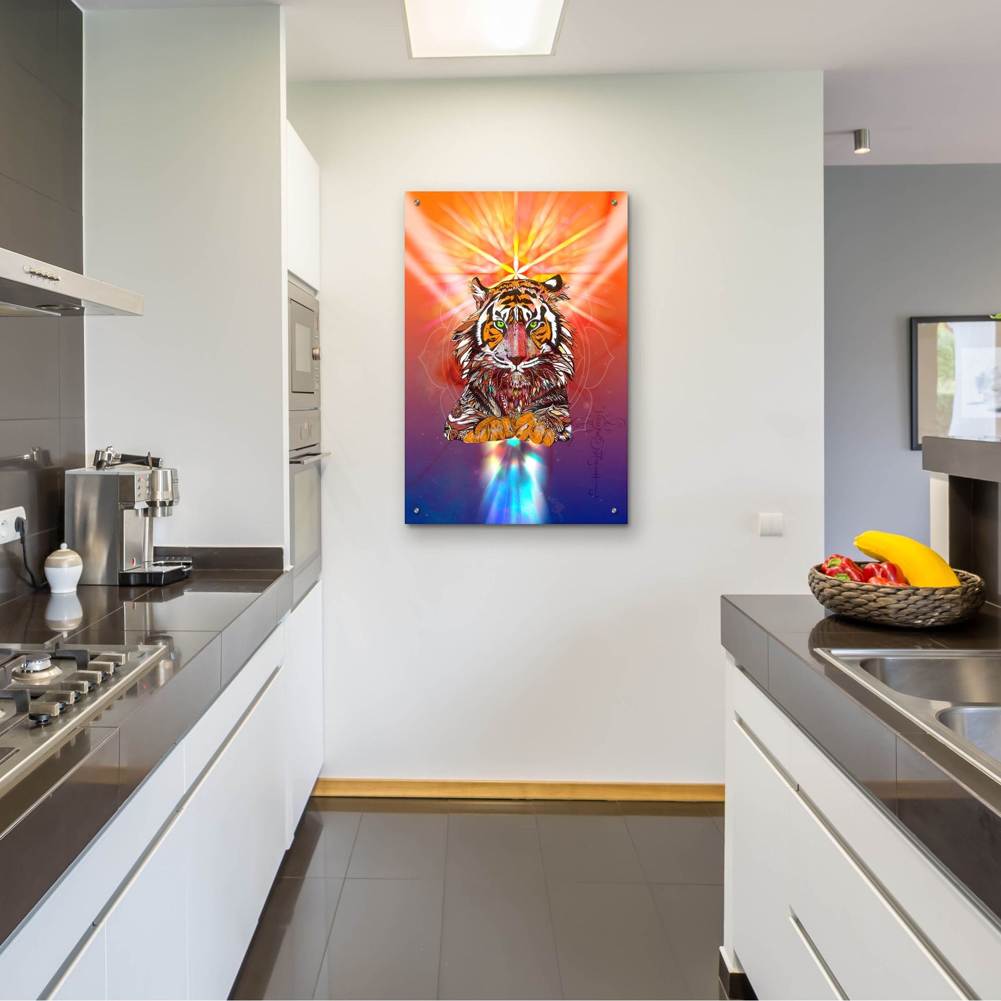 Epic Art ' Cosmic Tiger' by Karin Roberts, Acrylic Glass Wall Art,24x36