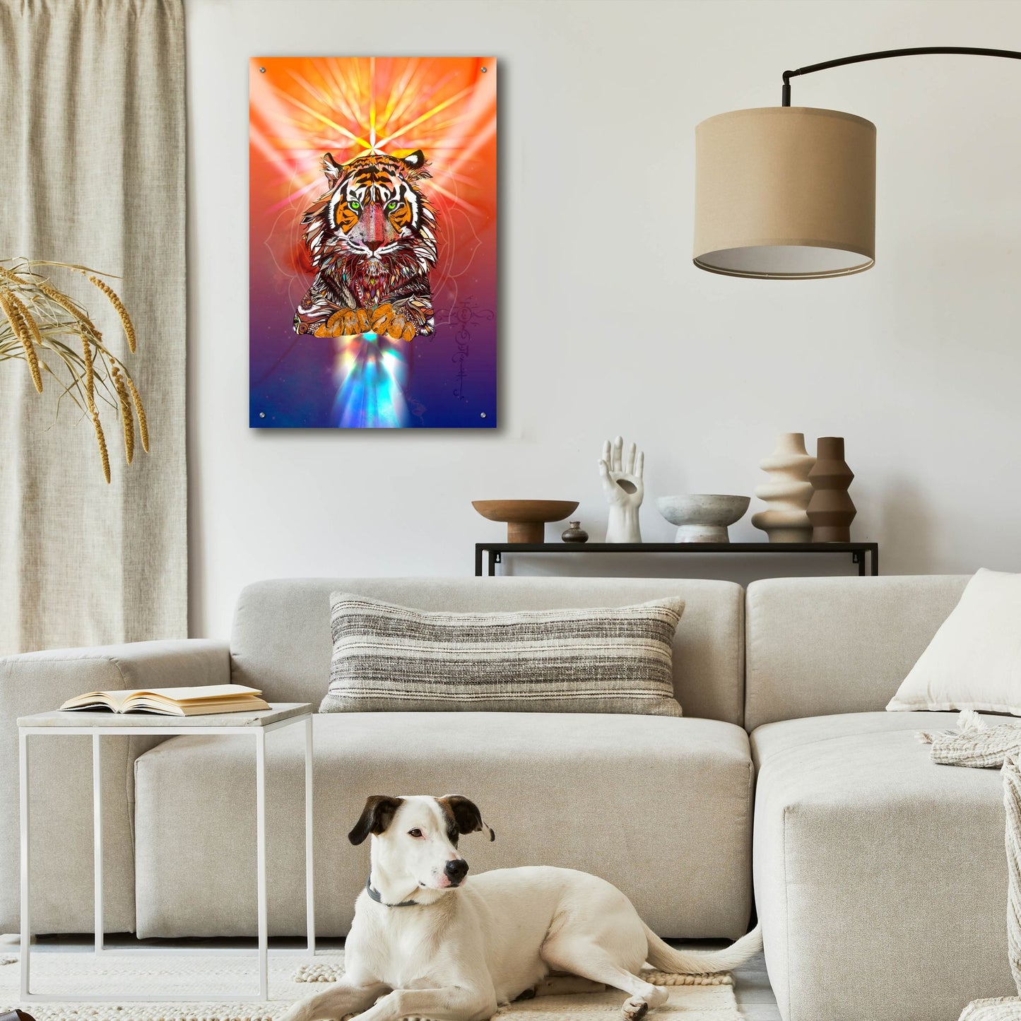 Epic Art ' Cosmic Tiger' by Karin Roberts, Acrylic Glass Wall Art,24x36