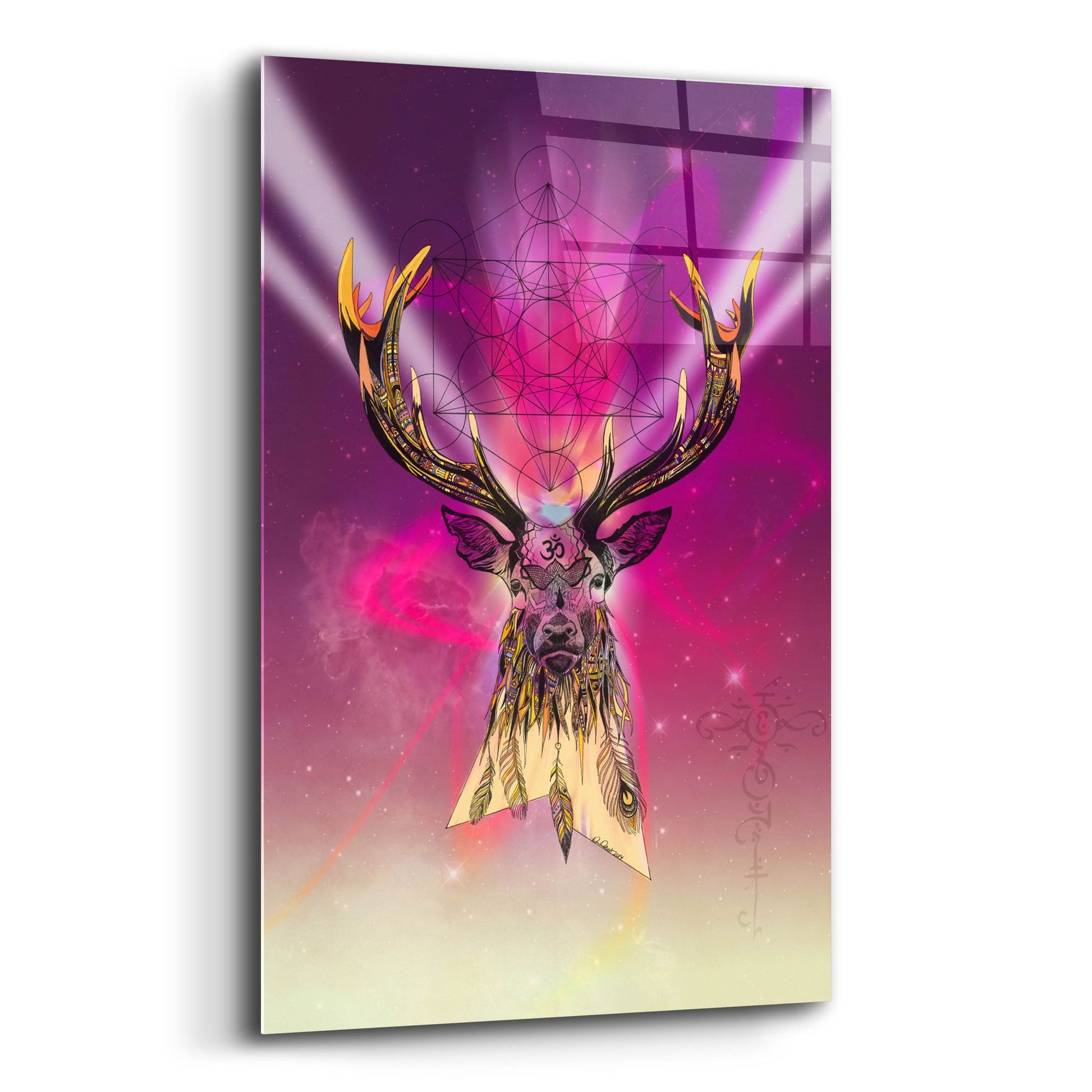 Epic Art ' Cosmic Stag' by Karin Roberts, Acrylic Glass Wall Art,12x16