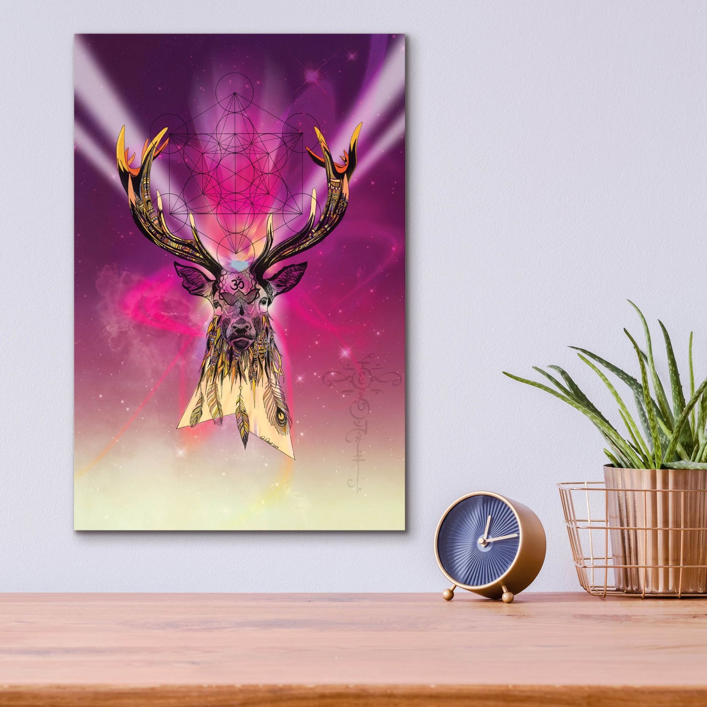 Epic Art ' Cosmic Stag' by Karin Roberts, Acrylic Glass Wall Art,12x16