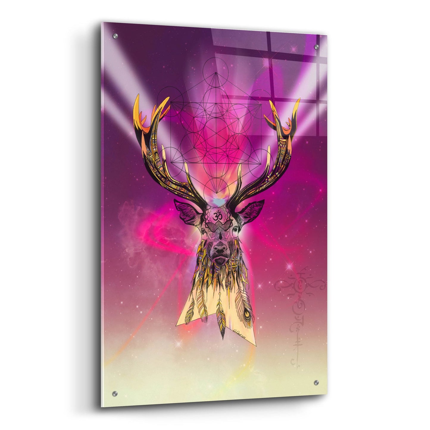 Epic Art ' Cosmic Stag' by Karin Roberts, Acrylic Glass Wall Art,24x36