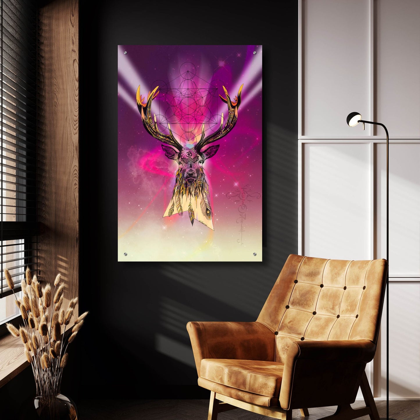 Epic Art ' Cosmic Stag' by Karin Roberts, Acrylic Glass Wall Art,24x36