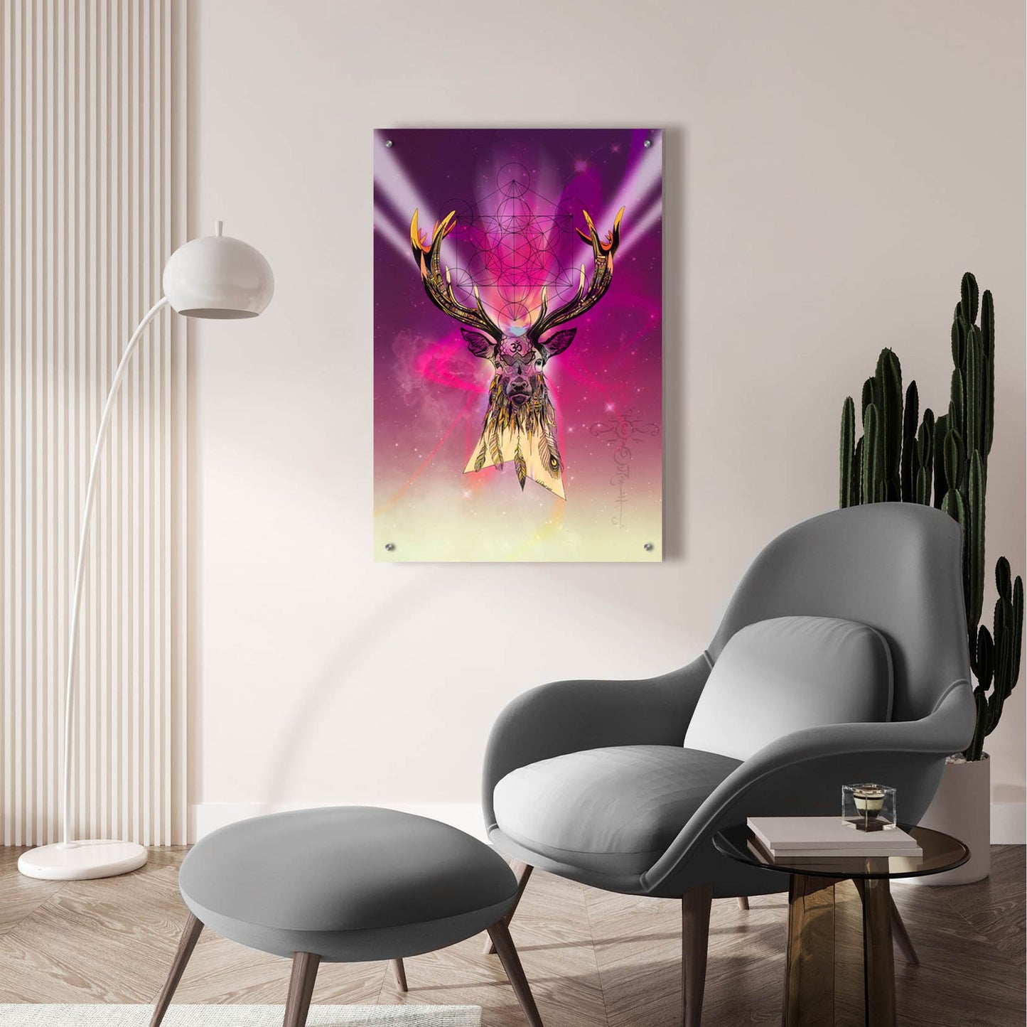 Epic Art ' Cosmic Stag' by Karin Roberts, Acrylic Glass Wall Art,24x36