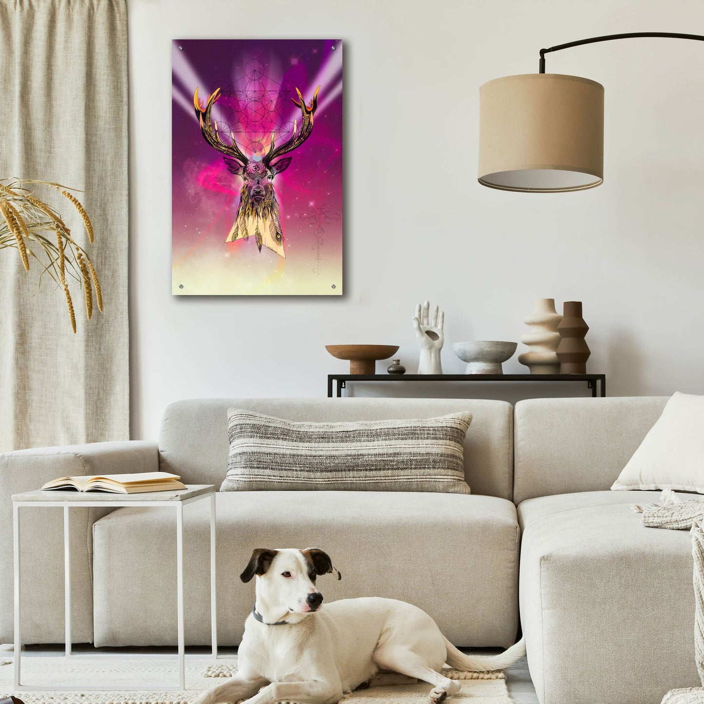 Epic Art ' Cosmic Stag' by Karin Roberts, Acrylic Glass Wall Art,24x36