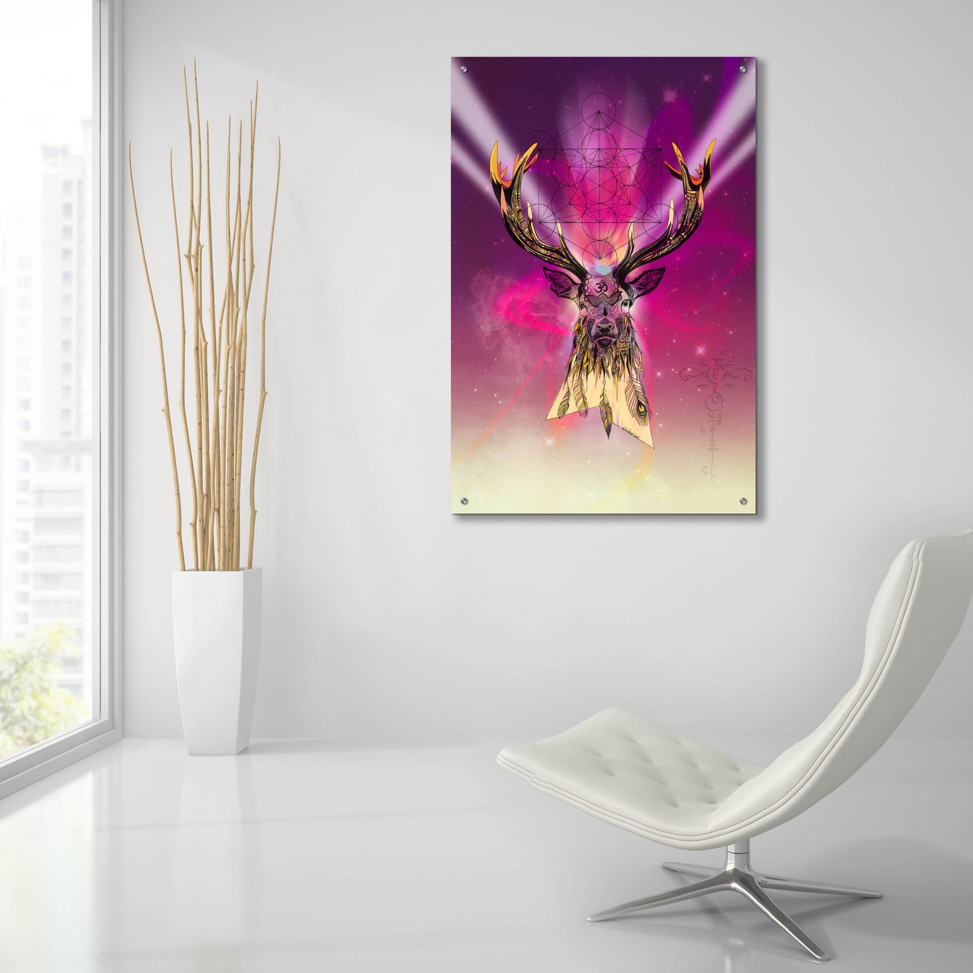 Epic Art ' Cosmic Stag' by Karin Roberts, Acrylic Glass Wall Art,24x36