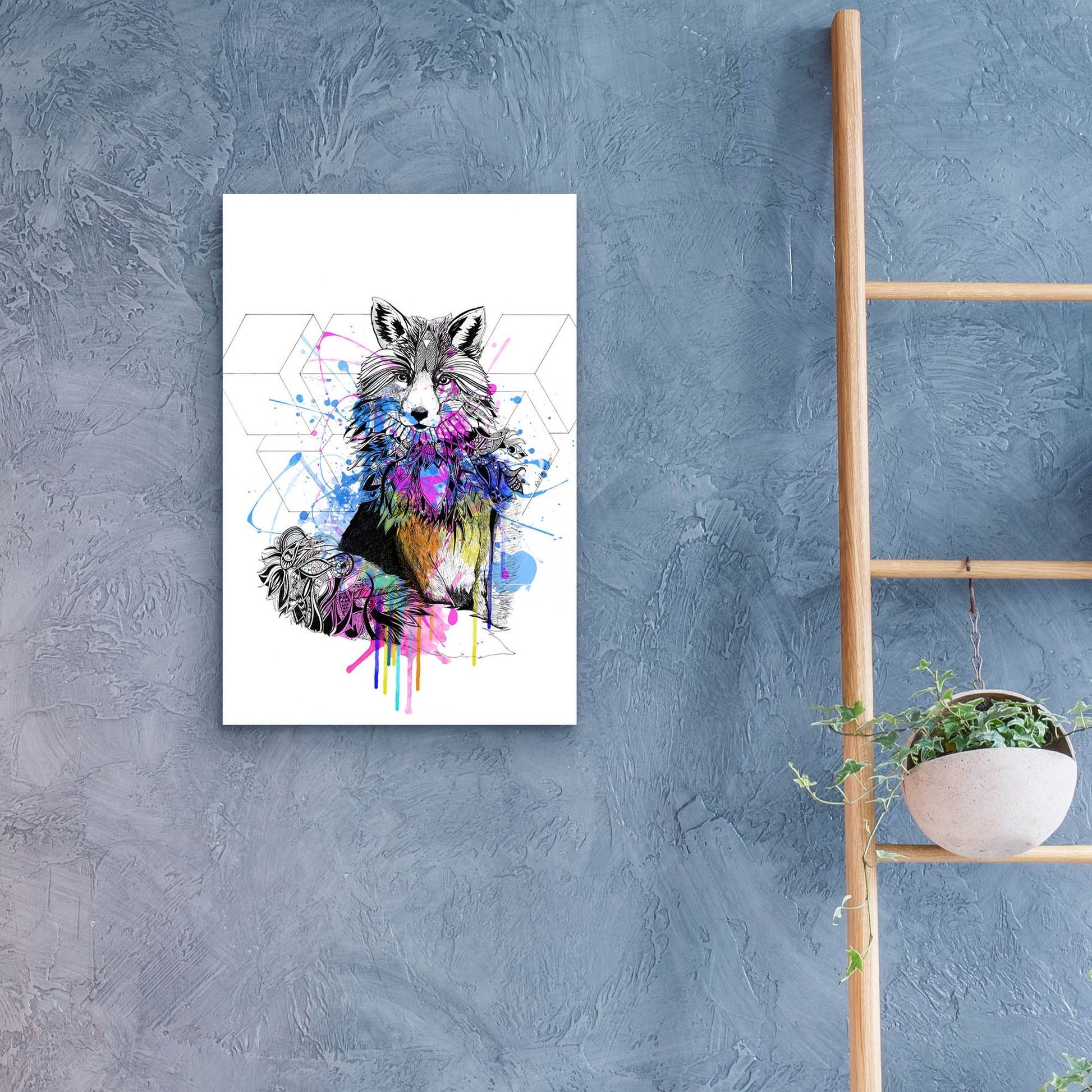 Epic Art ' Fox' by Karin Roberts, Acrylic Glass Wall Art,16x24