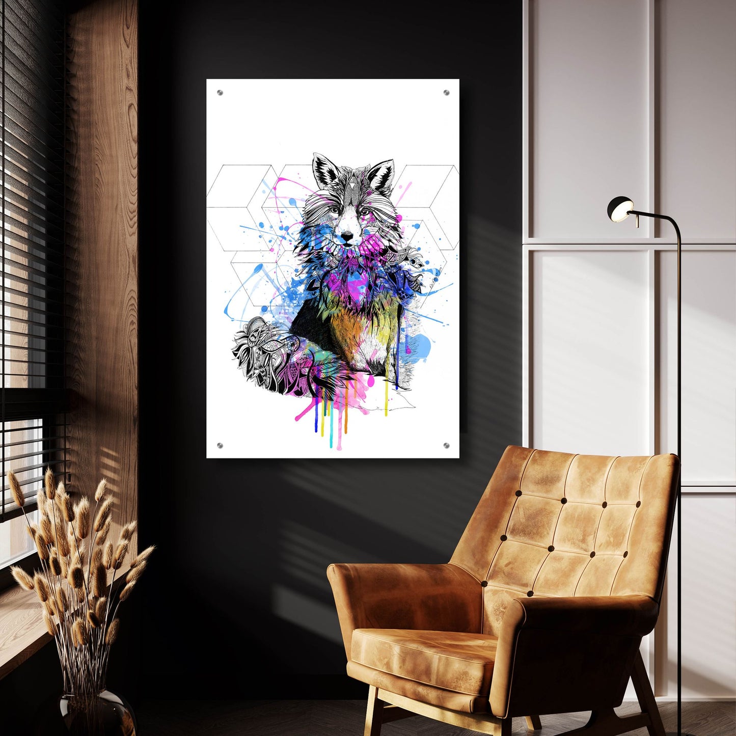 Epic Art ' Fox' by Karin Roberts, Acrylic Glass Wall Art,24x36