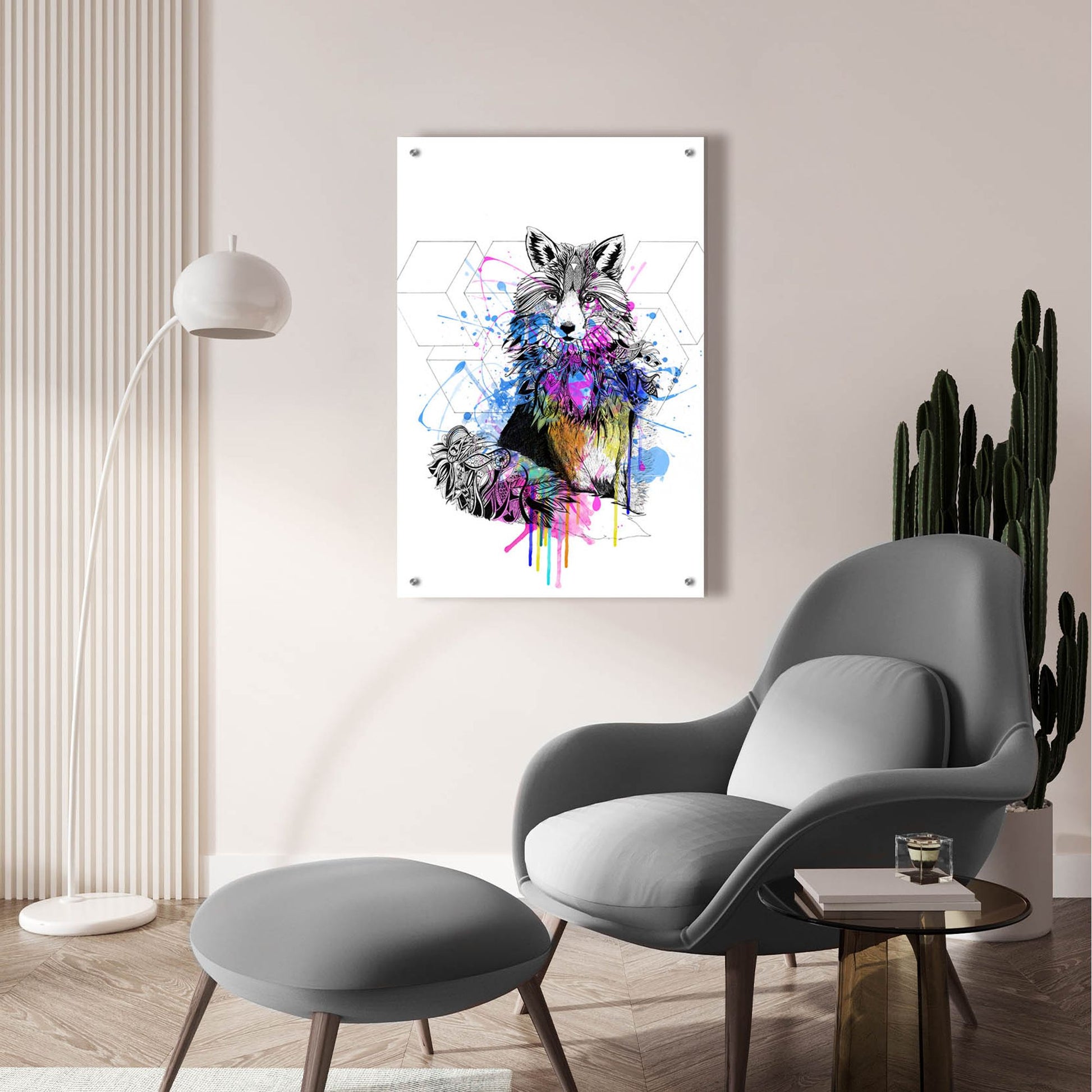 Epic Art ' Fox' by Karin Roberts, Acrylic Glass Wall Art,24x36