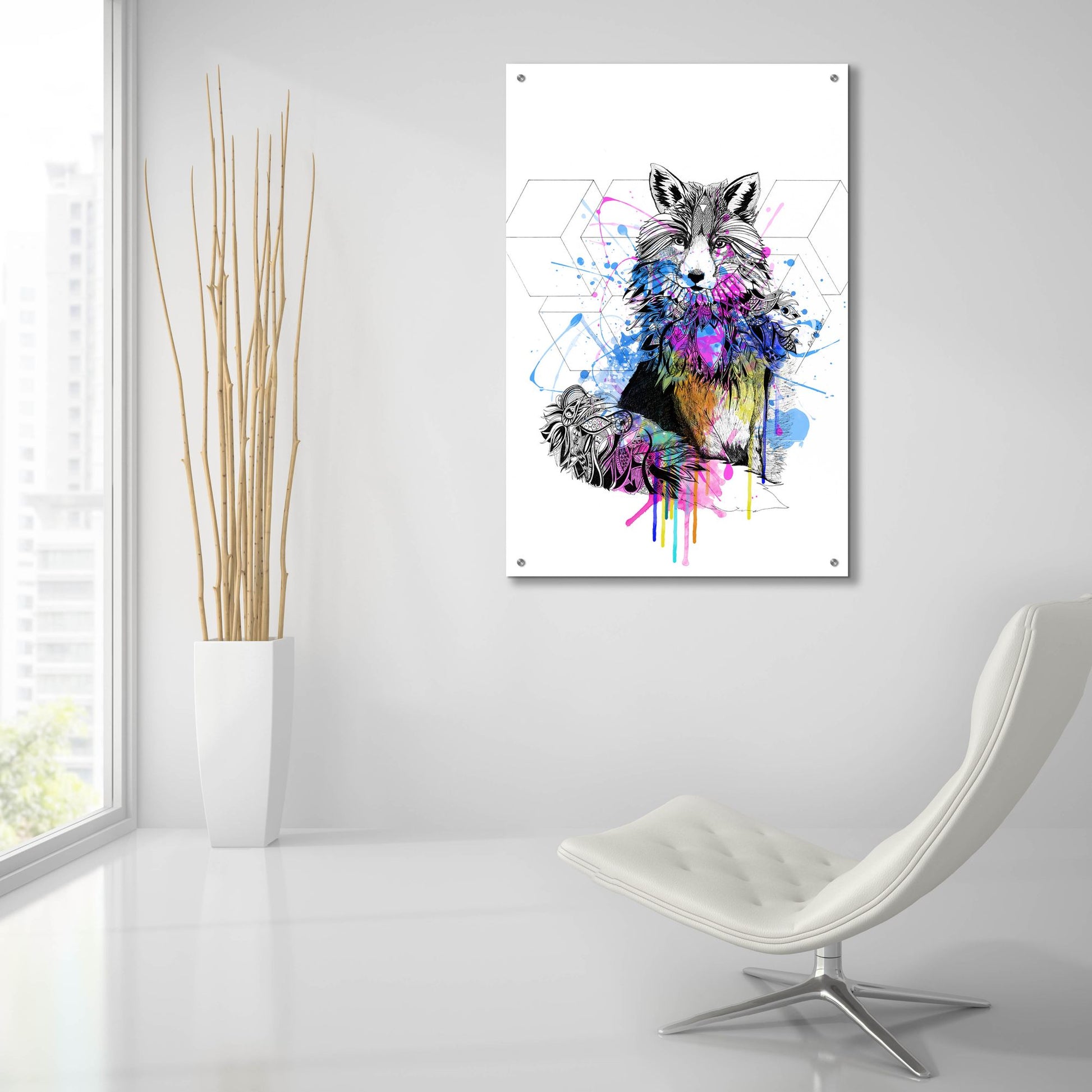 Epic Art ' Fox' by Karin Roberts, Acrylic Glass Wall Art,24x36