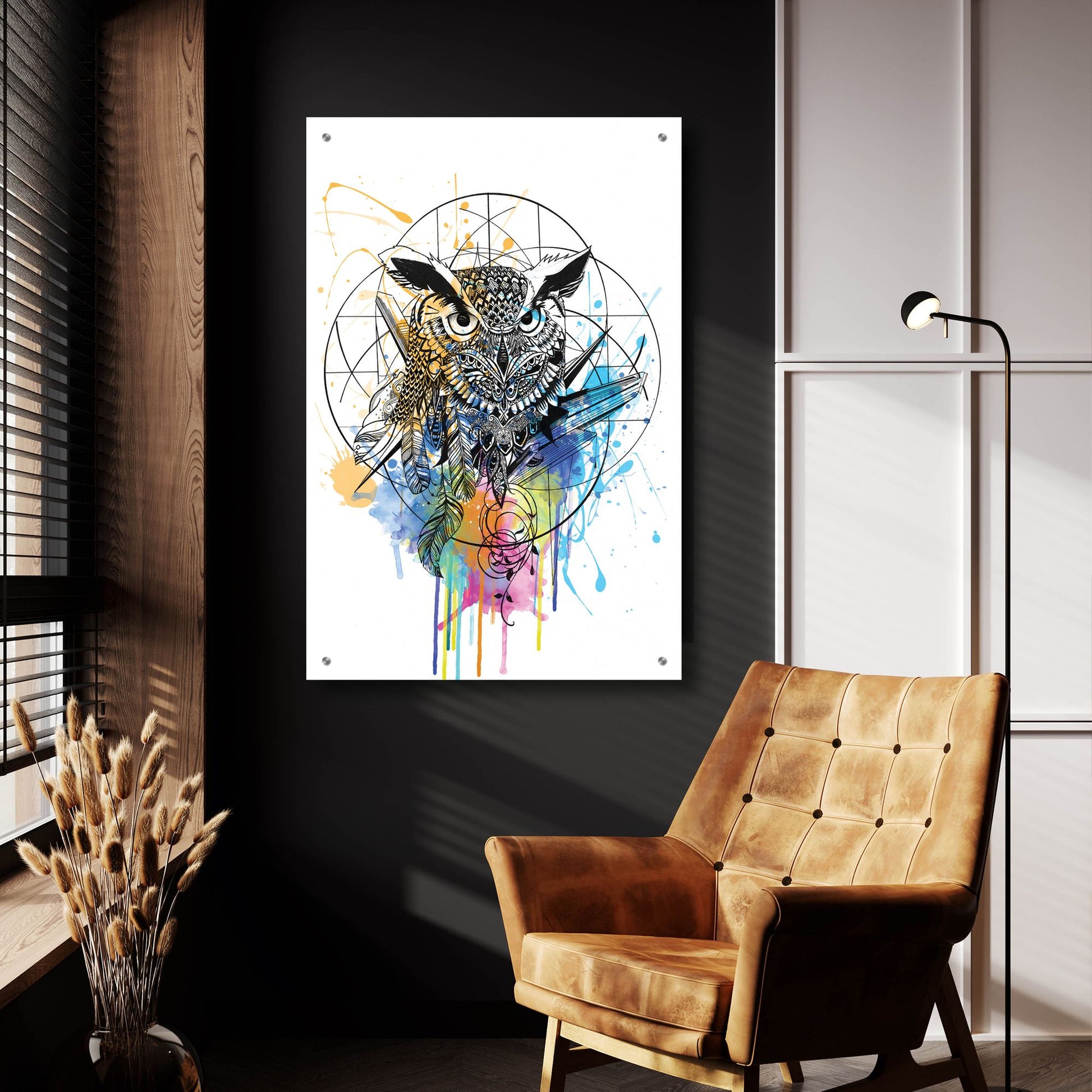 Epic Art ' Owl' by Karin Roberts, Acrylic Glass Wall Art,24x36