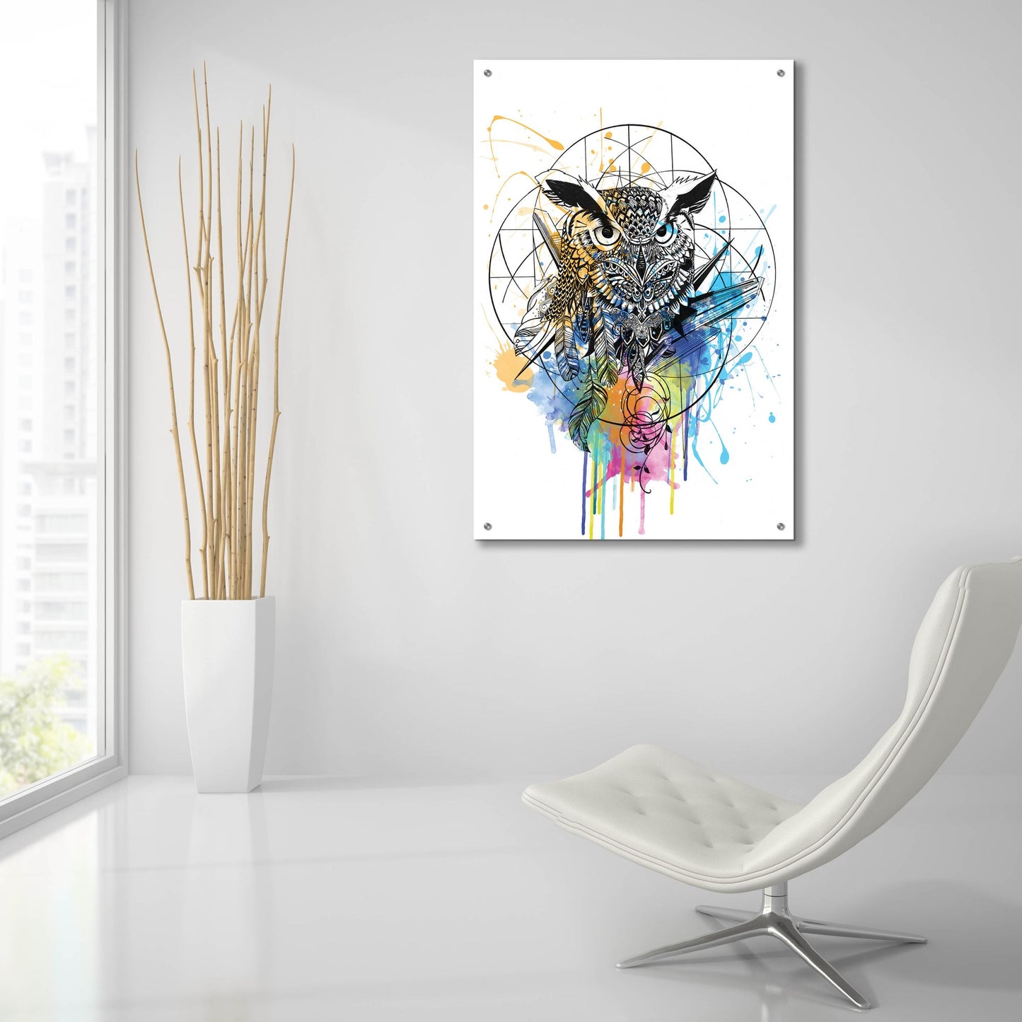 Epic Art ' Owl' by Karin Roberts, Acrylic Glass Wall Art,24x36
