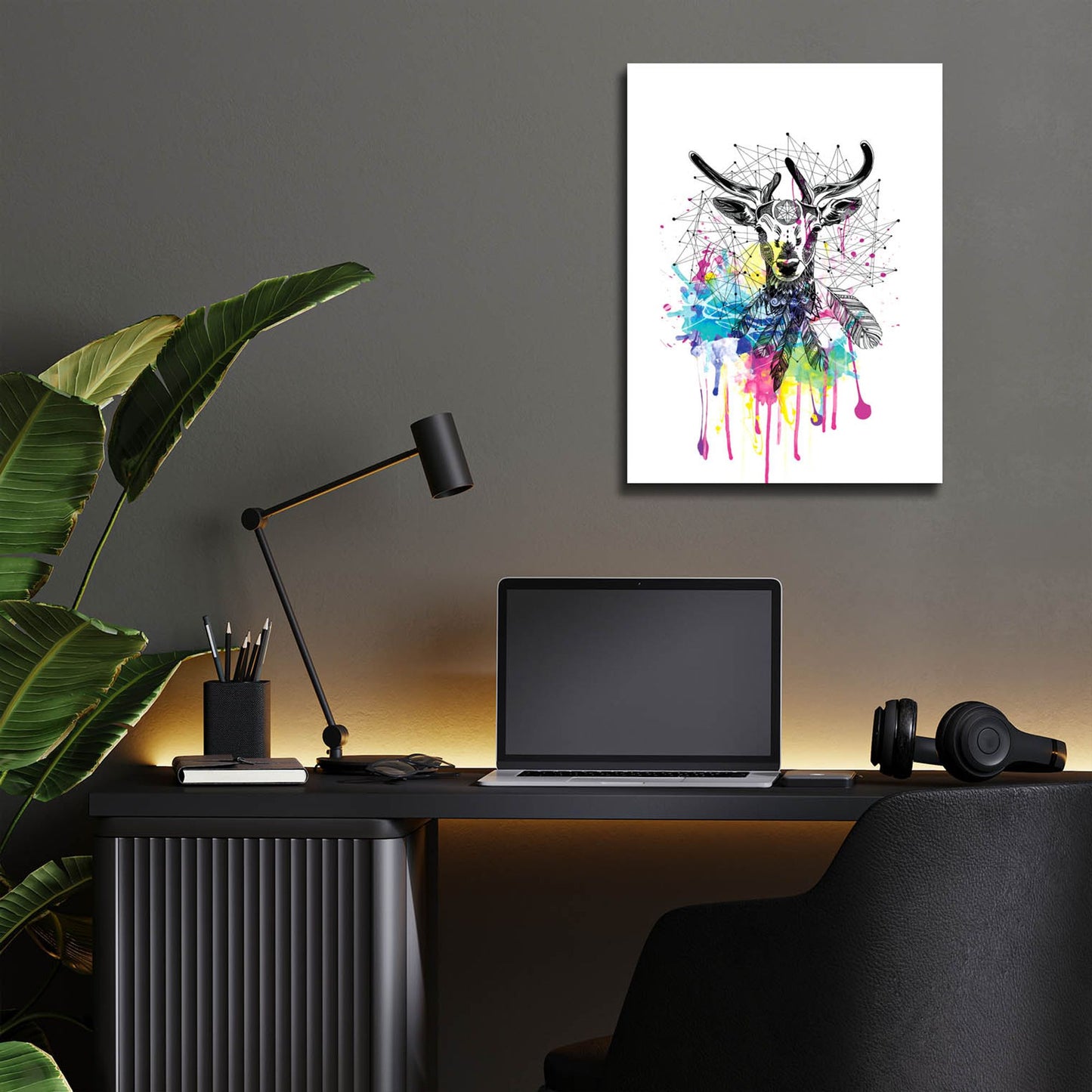 Epic Art ' Deer' by Karin Roberts, Acrylic Glass Wall Art,12x16