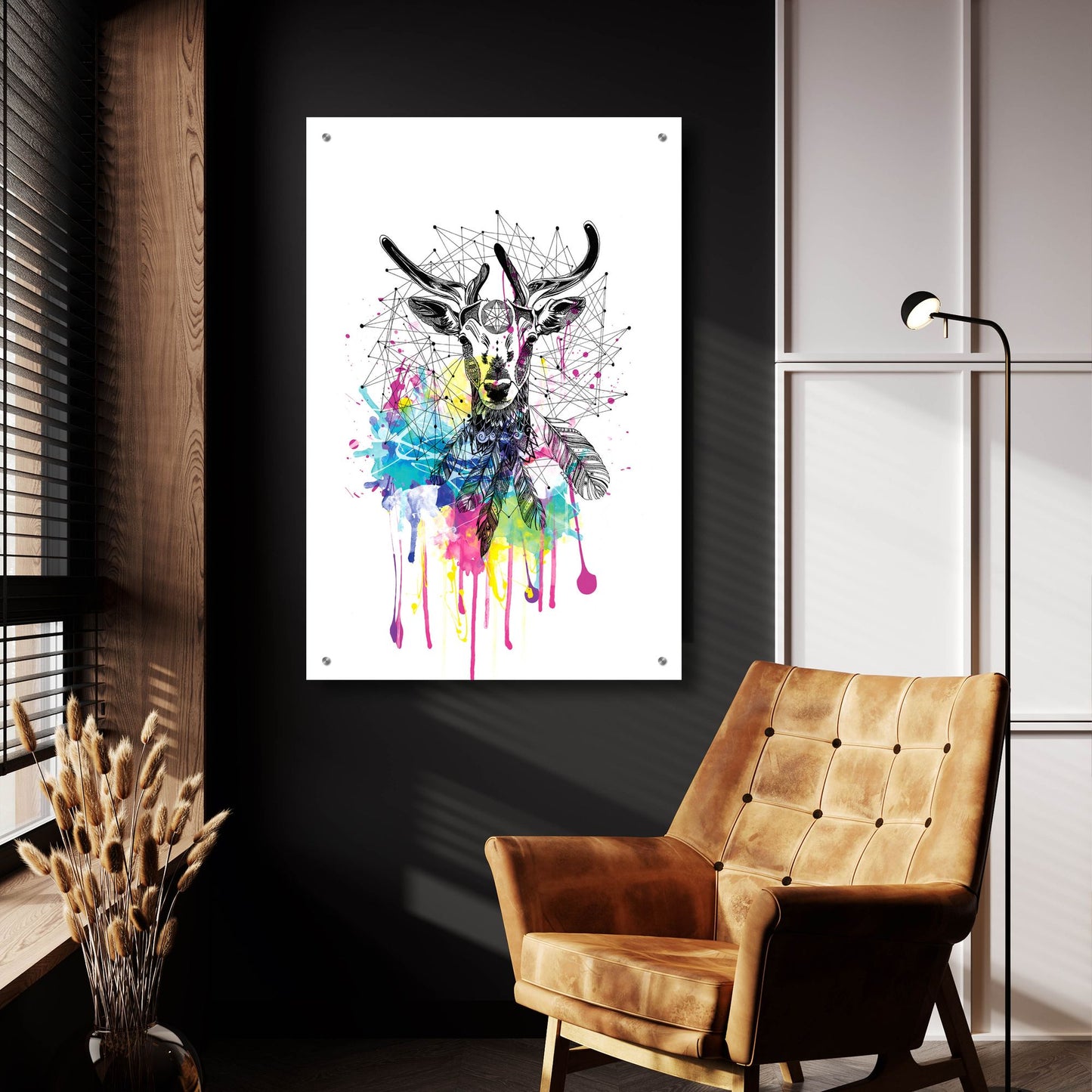 Epic Art ' Deer' by Karin Roberts, Acrylic Glass Wall Art,24x36