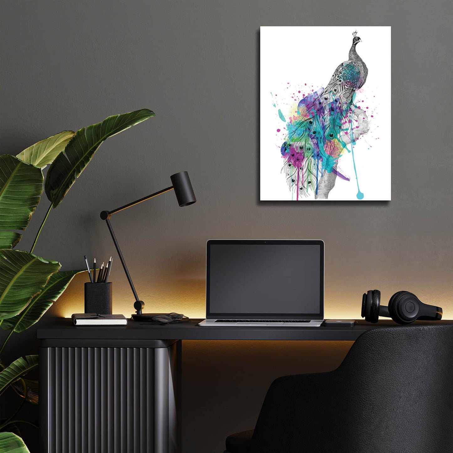 Epic Art ' Peacock' by Karin Roberts, Acrylic Glass Wall Art,12x16