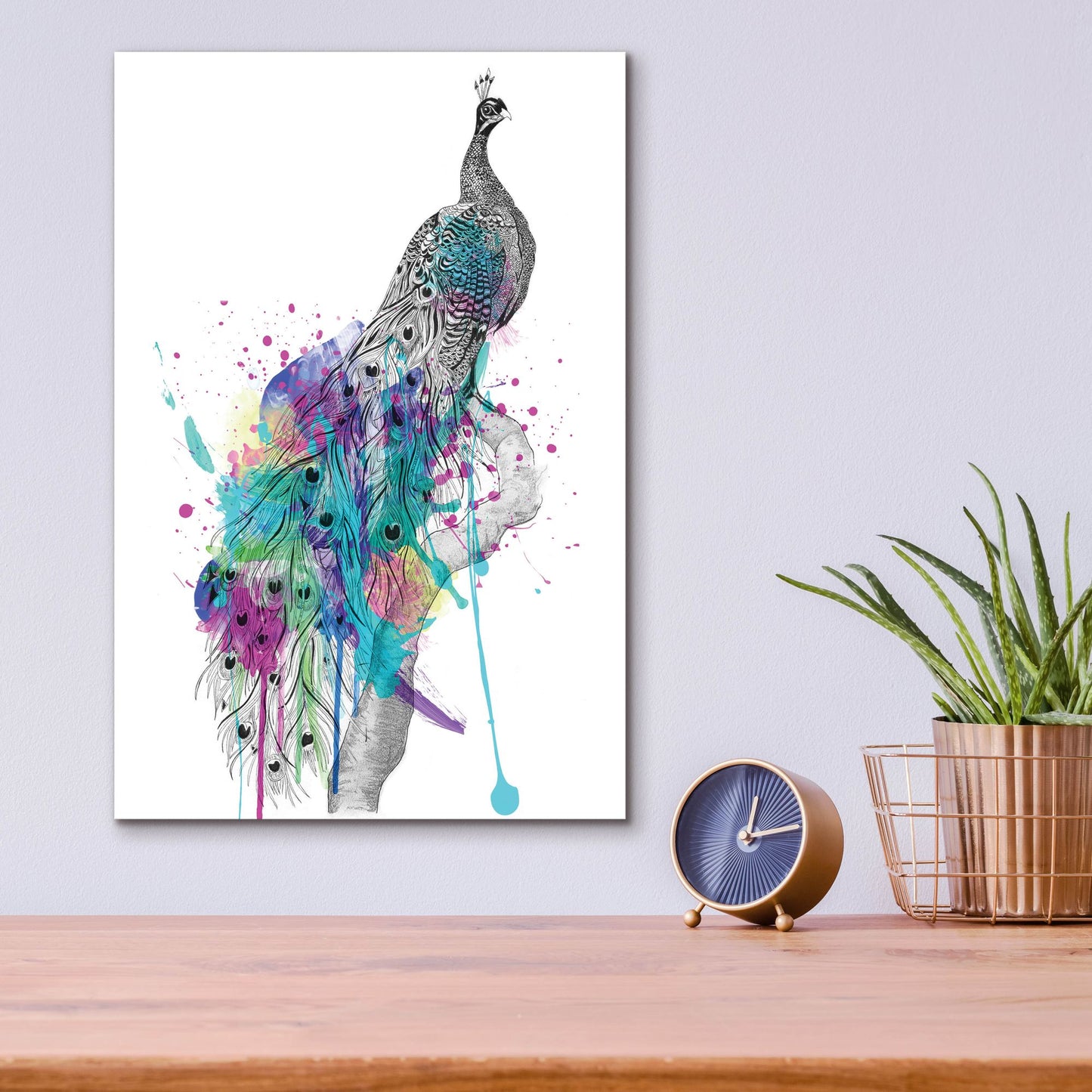 Epic Art ' Peacock' by Karin Roberts, Acrylic Glass Wall Art,12x16