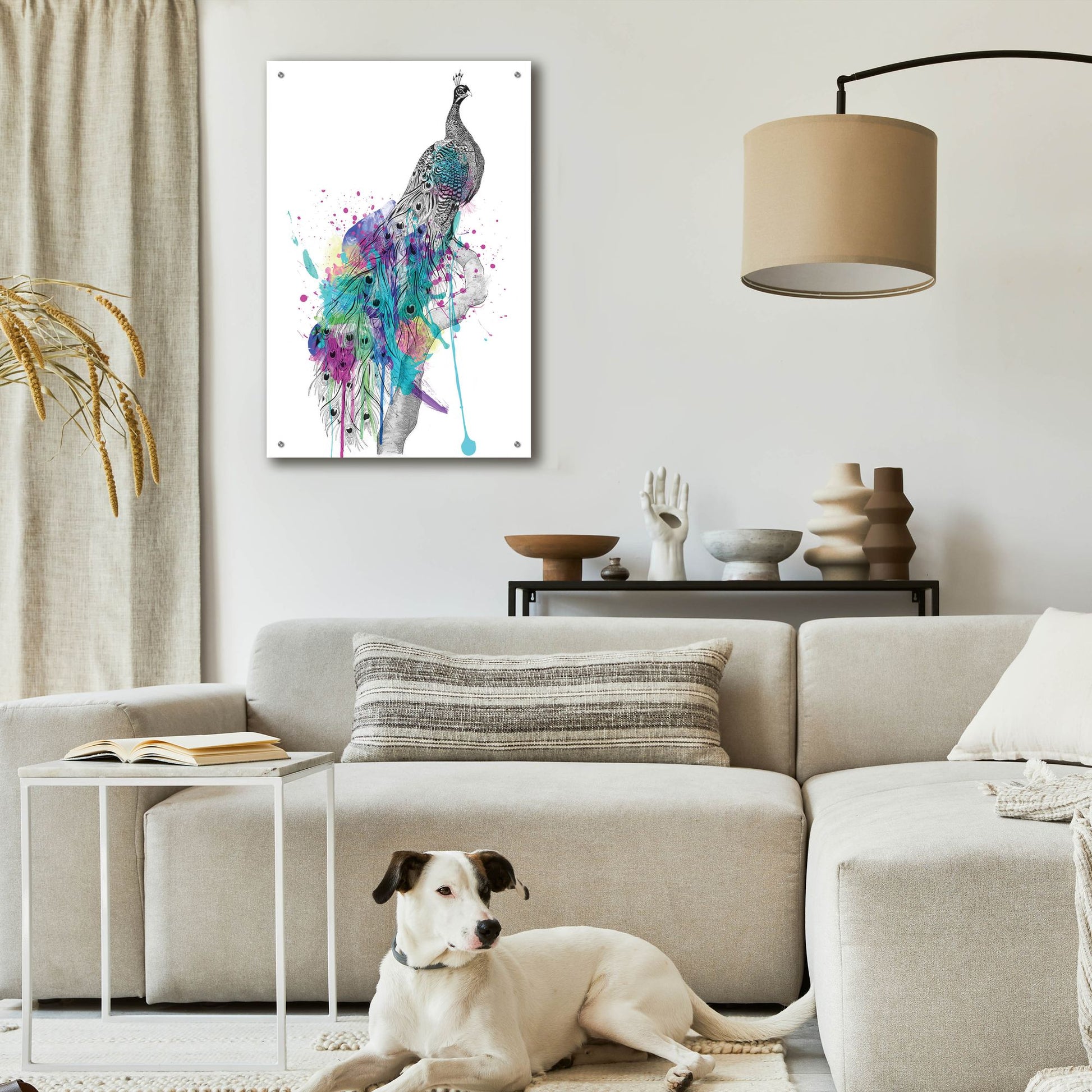 Epic Art ' Peacock' by Karin Roberts, Acrylic Glass Wall Art,24x36