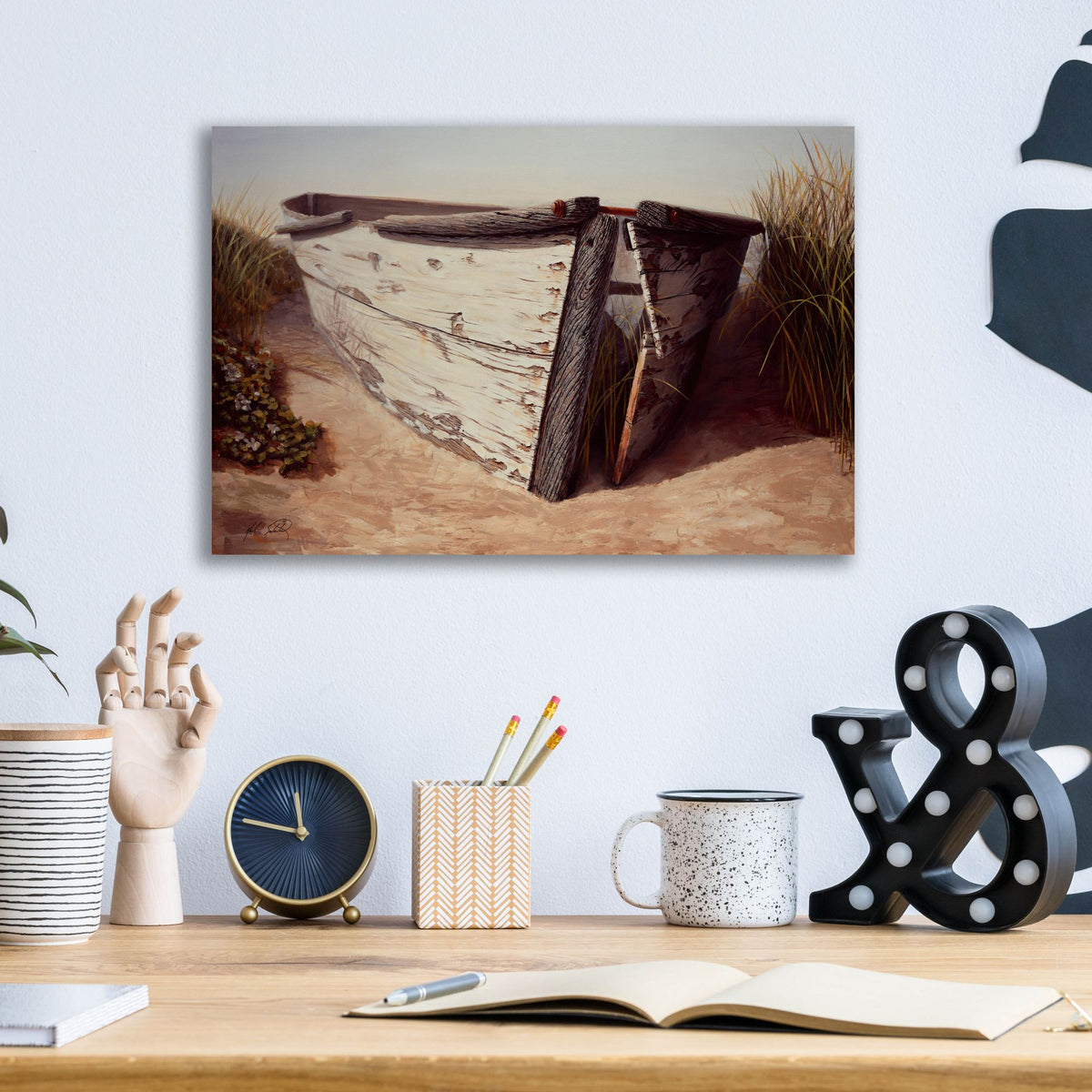 Epic Art ' White Boat II' by Karl Soderlund, Acrylic Glass Wall Art,16x12